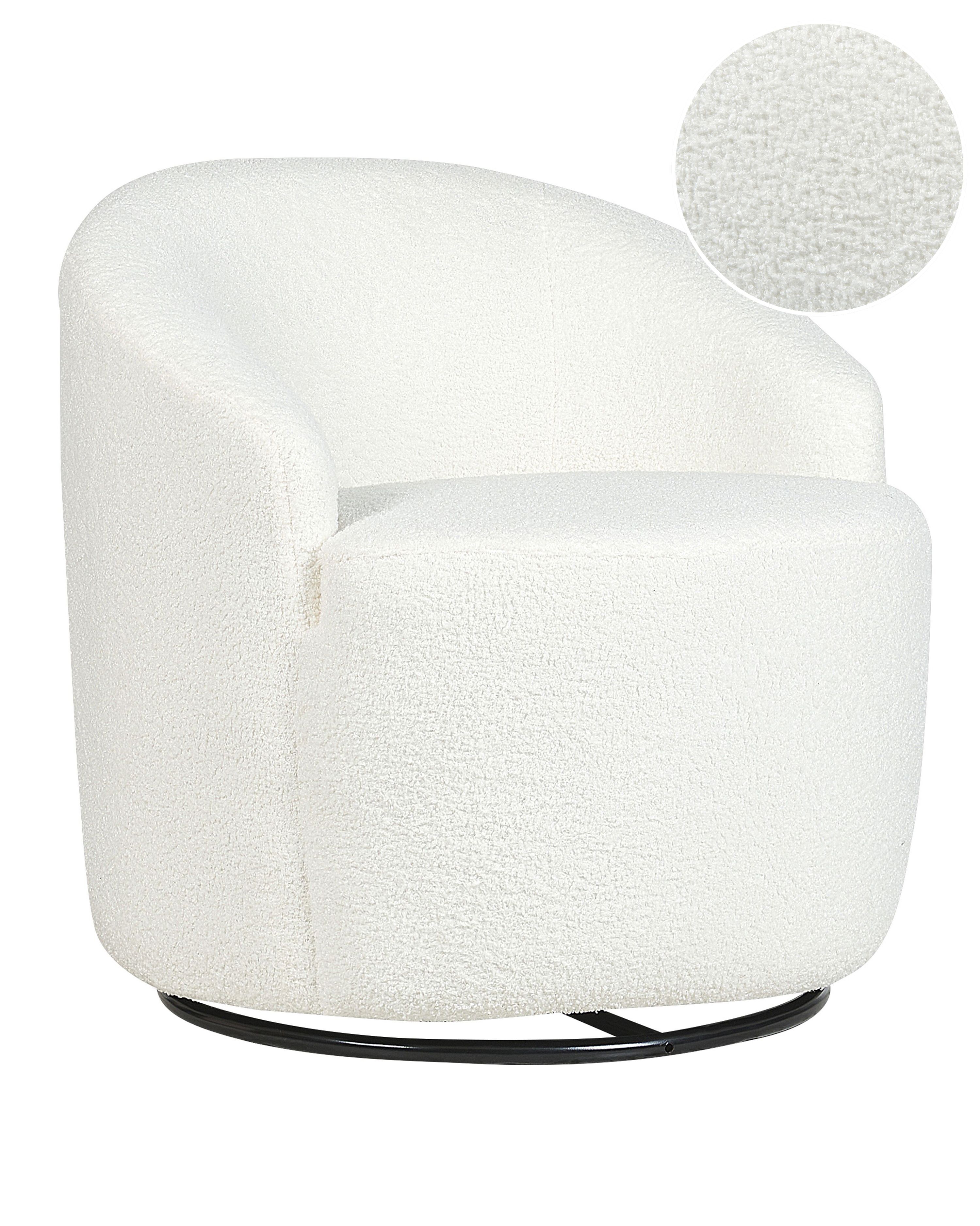 Swivel Armchair DAVIK Boucle Off-White