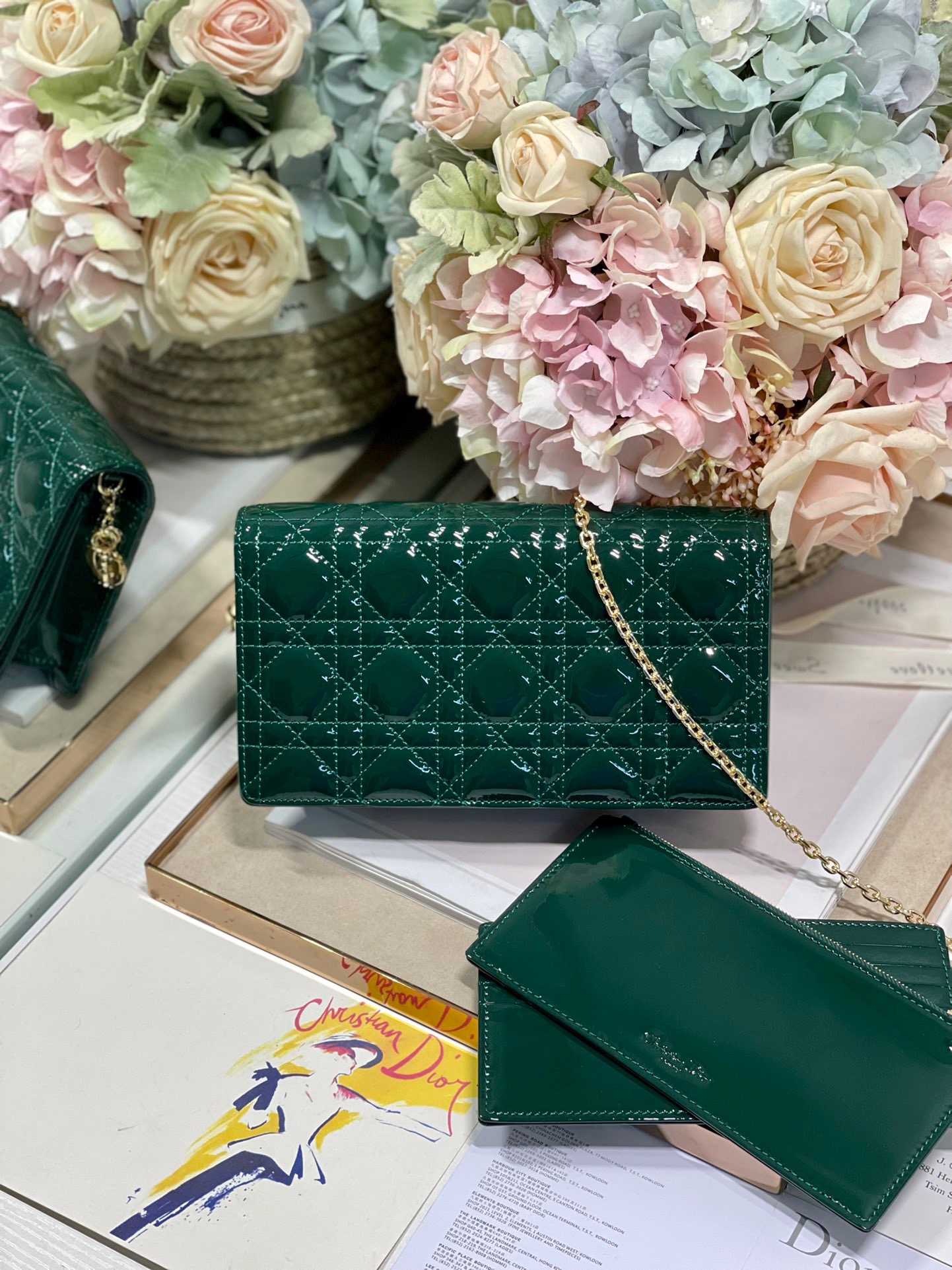 Christian Dior Lady Dior Pouch Green, For Women, Women’s Handbags 8.5in/21.5cm CD1:1High-quality replica