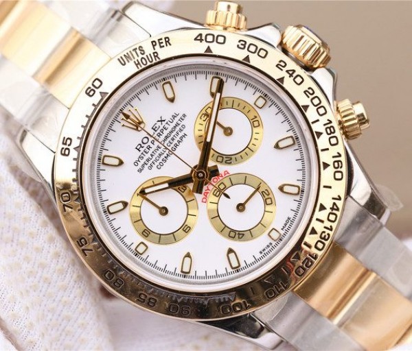 Replica Rolex Daytona 116523 Thick YG Wrapped White Dial Bracelet A7750 - Top club