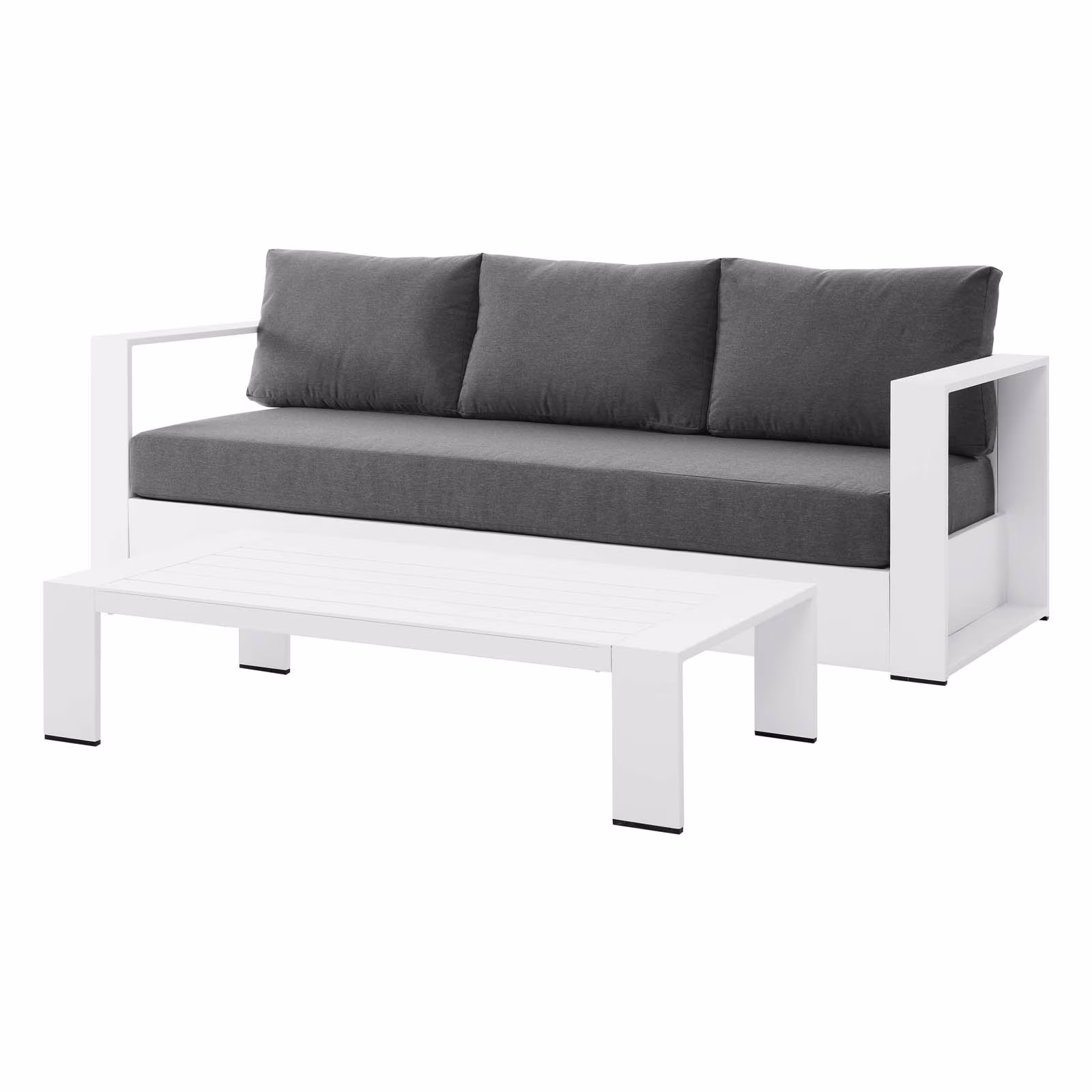 Lounge Sofa Table Set, Grey Gray, Aluminum, Metal, Fabric, Modern Contemporary, Outdoor Patio Balcony Cafe Bistro Garden Furniture Hotel Hospitality - Image 7