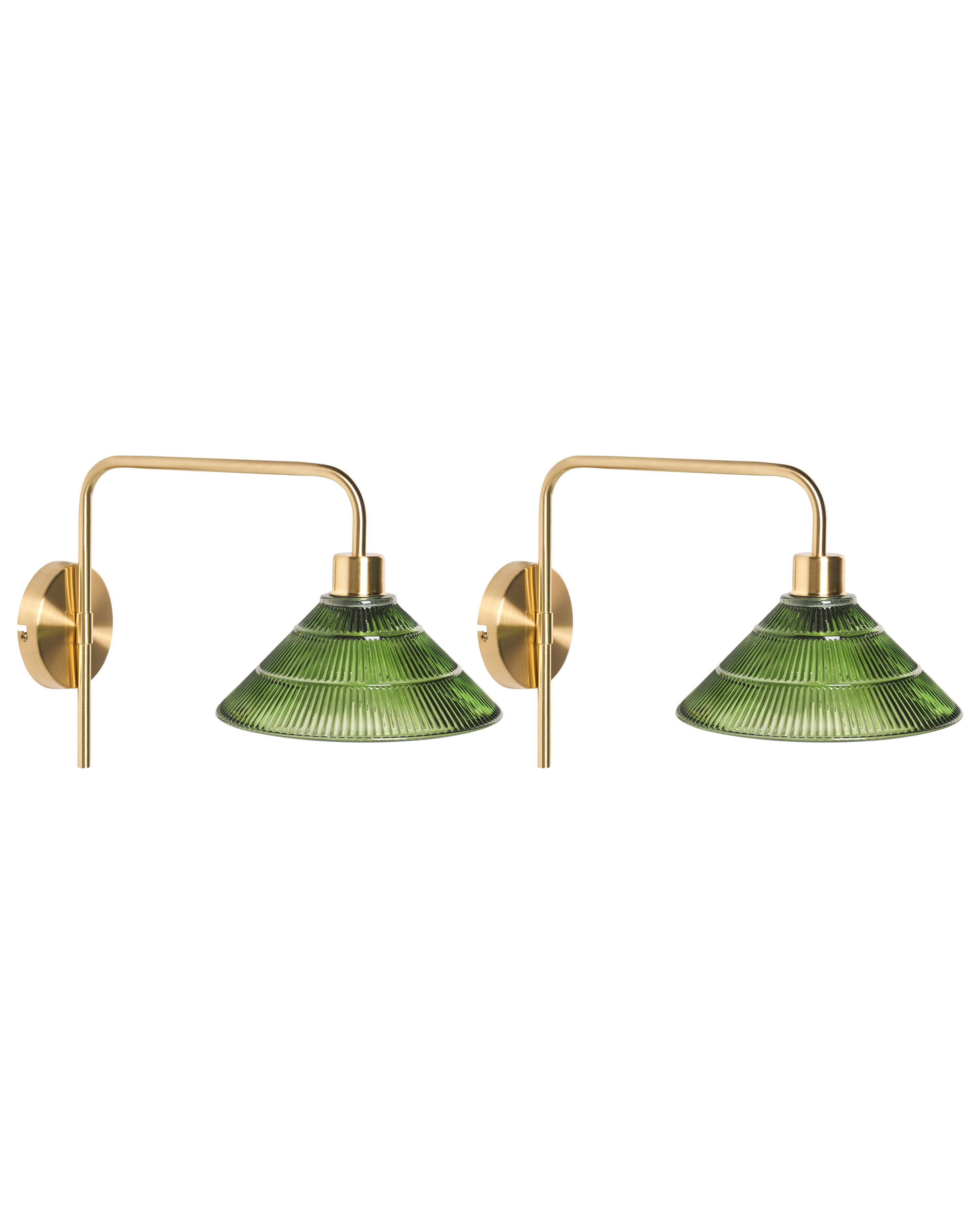 Set of 2 Wall Lamps SUMPUL Metal Gold