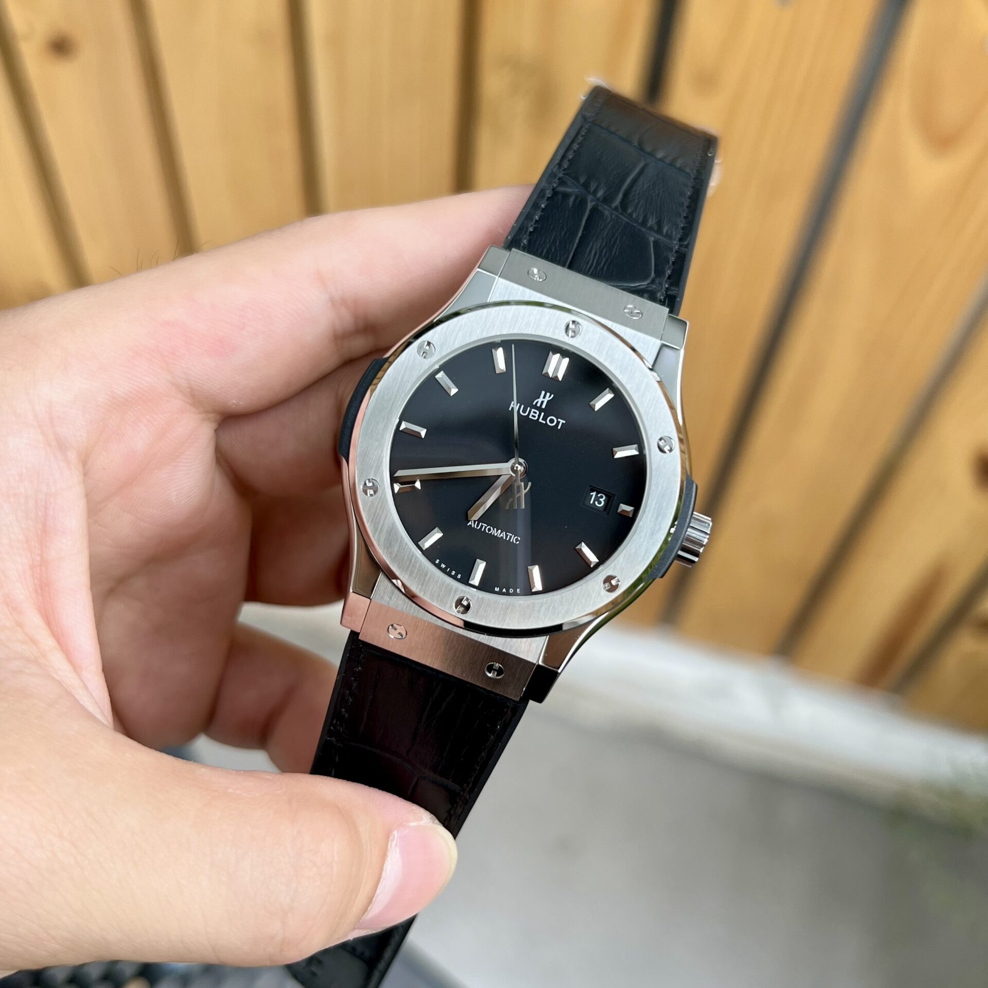 Hublot Replica Watch Classic Fusion Titanium Black Leather Strap JJF 2023 42mm - Elite Watch Atelier
