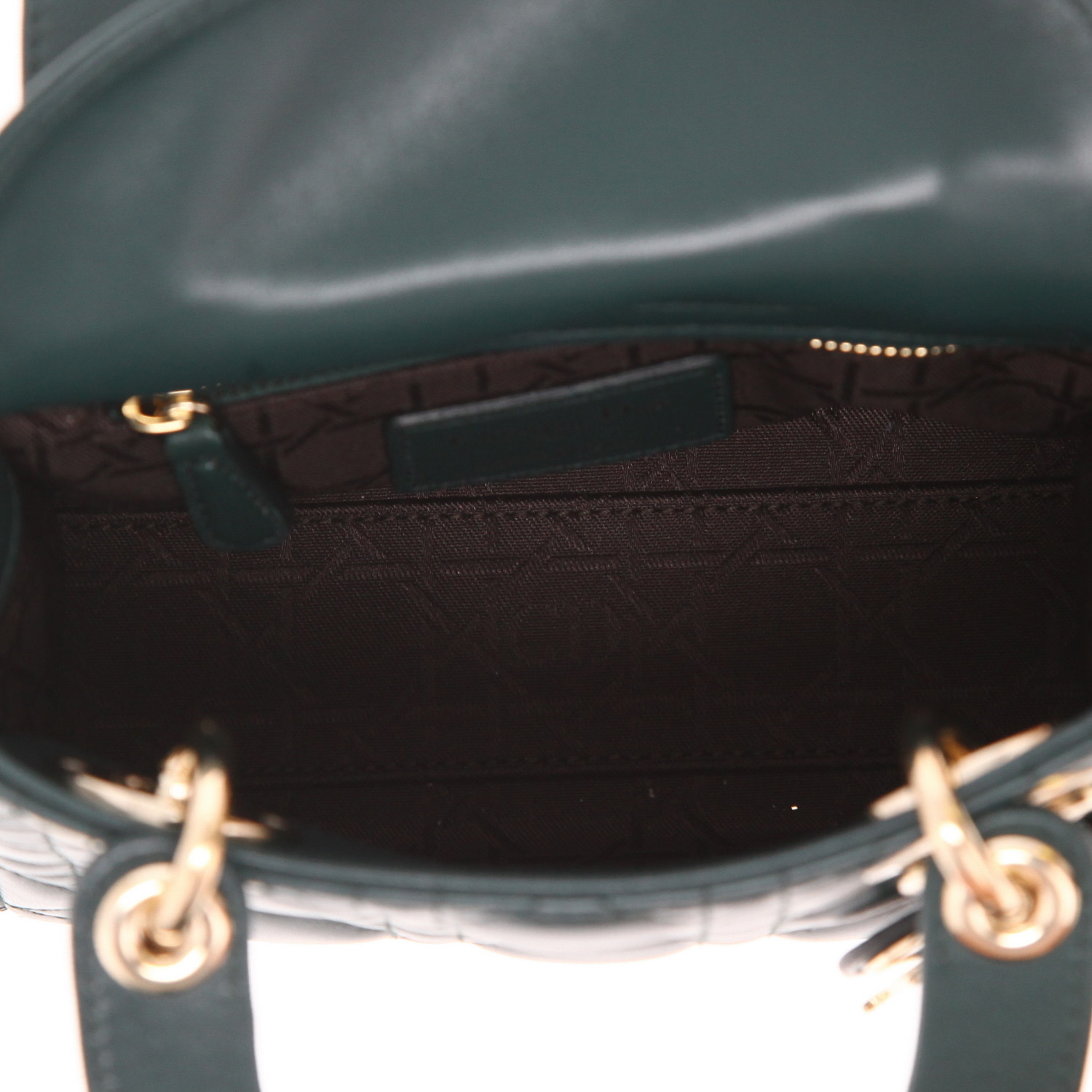 Dior Lady Dior mini shoulder bag in green leather cannage1:1High-quality replica