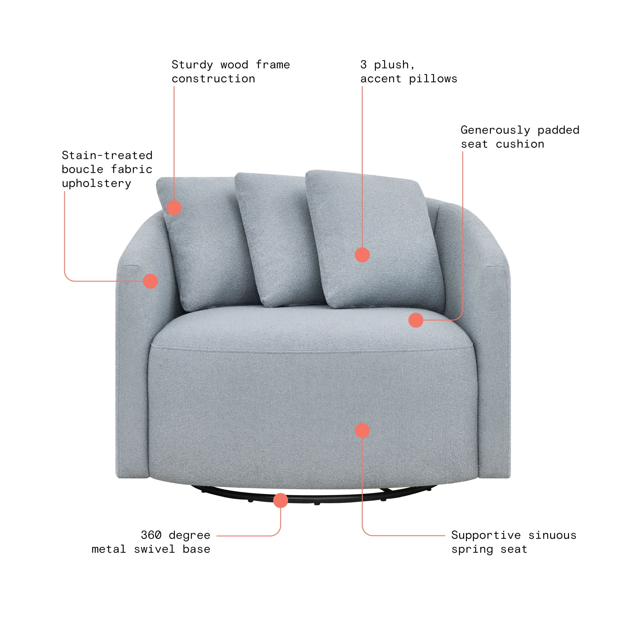 Beautiful Drew Accent Chair by Drew Barrymore, Cream Boucle - Image 56