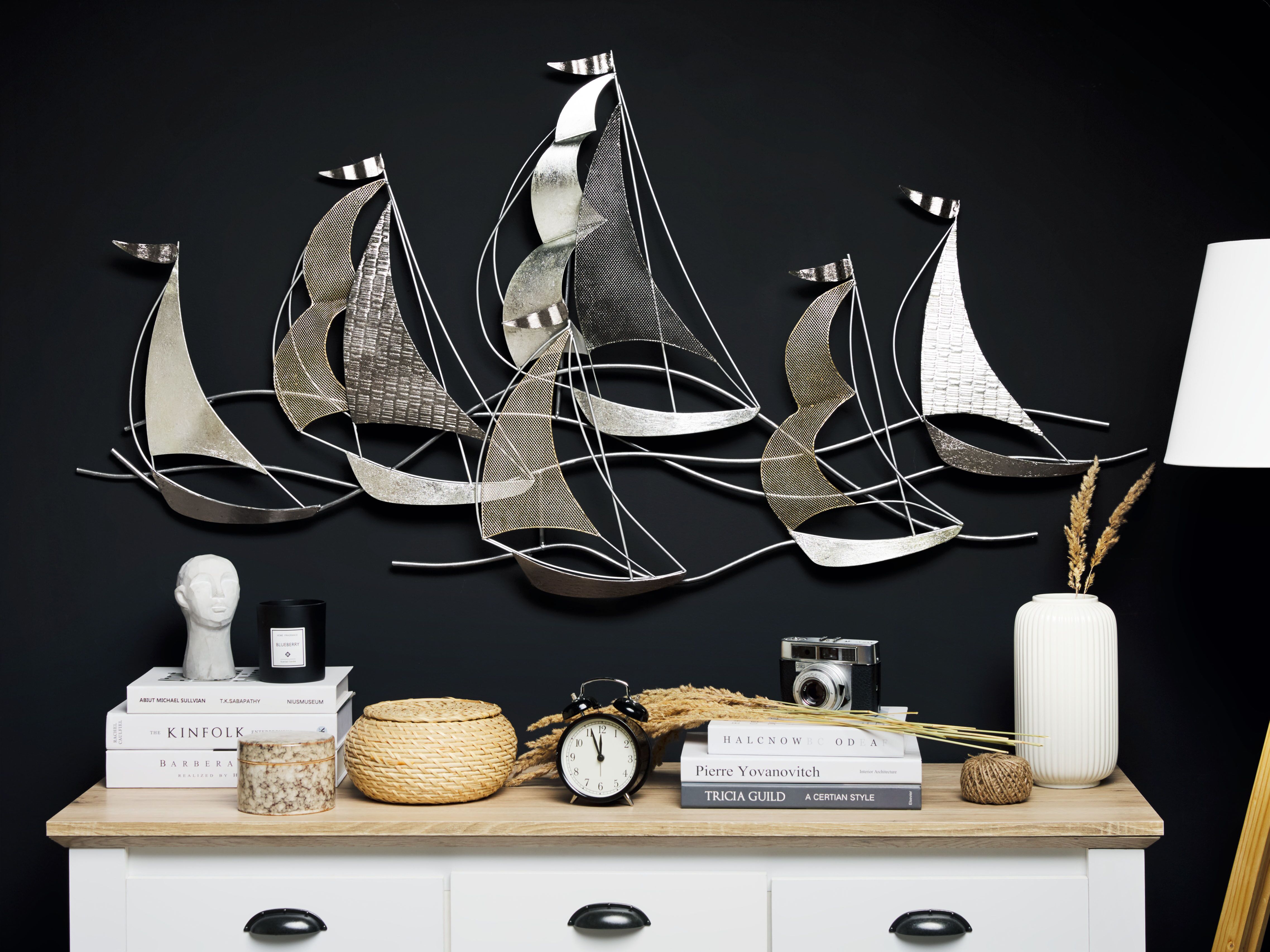 Wall Decor Ship AMERICIUM Metal 67 cm Silver