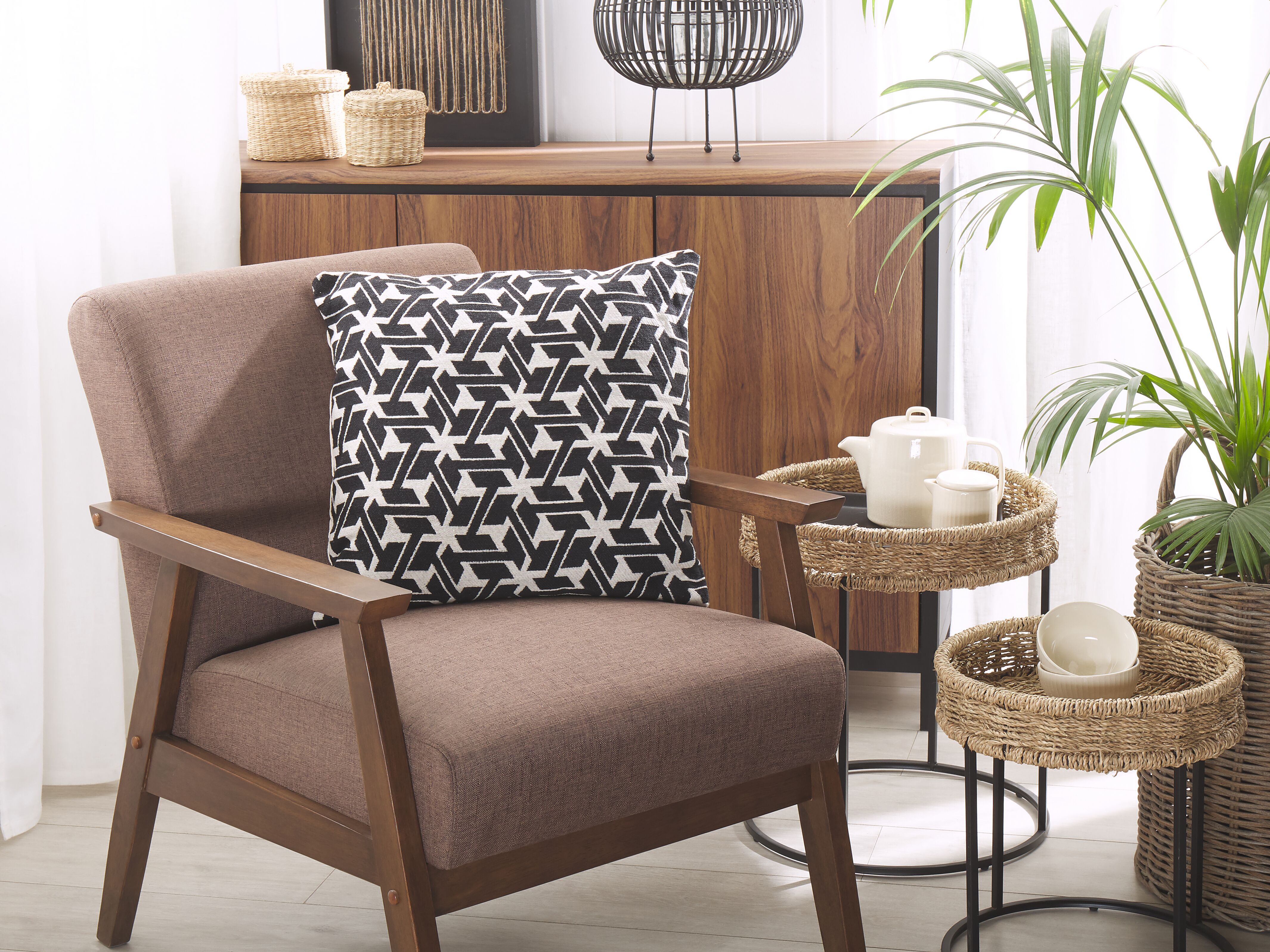 Set of 2 Decorative Cushions ANDIRIN Cotton 45 x 45 cm Black Geometric Pattern