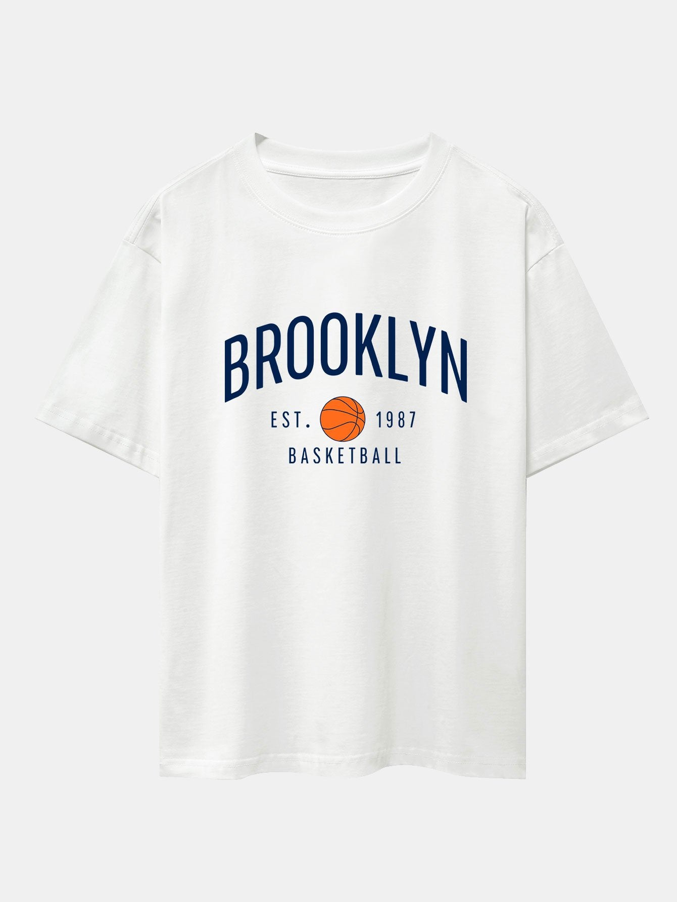 Brooklyn Basketball Print Drop Shoulder Oversize T-Shirt