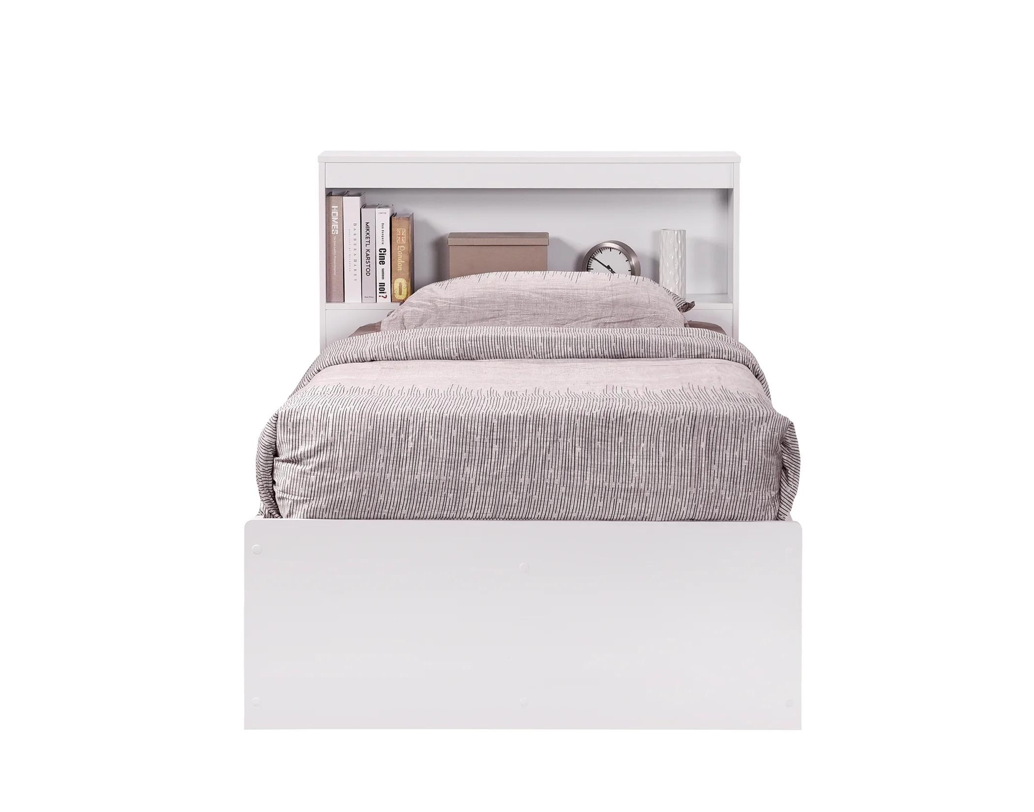 Hodedah Twin-Size Captain Bed with 3-Drawers and Headboard in White - Image 2