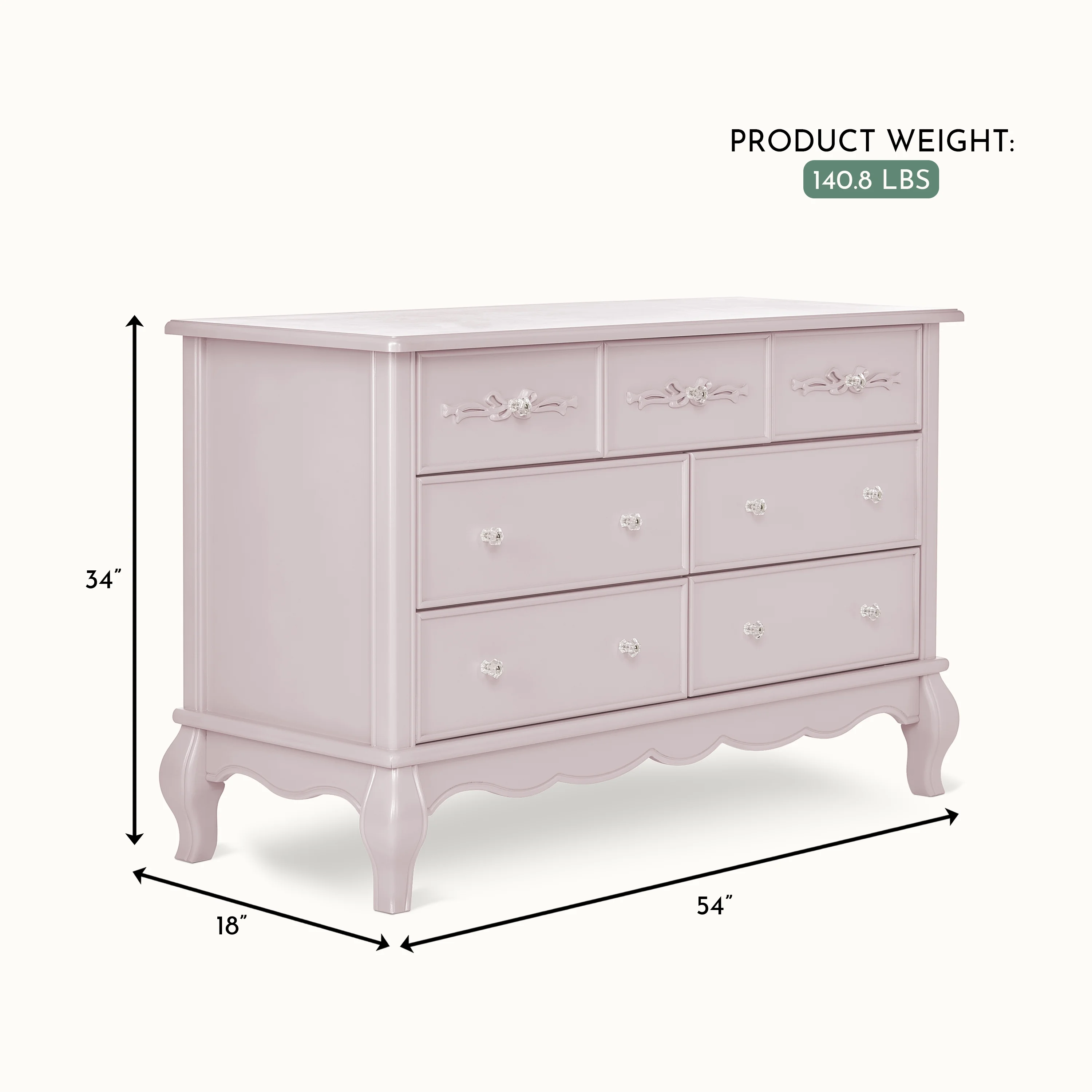 Evolur Aurora 7-Drawer Double Dresser in Ivory Lace, Spacious Drawers - Image 31
