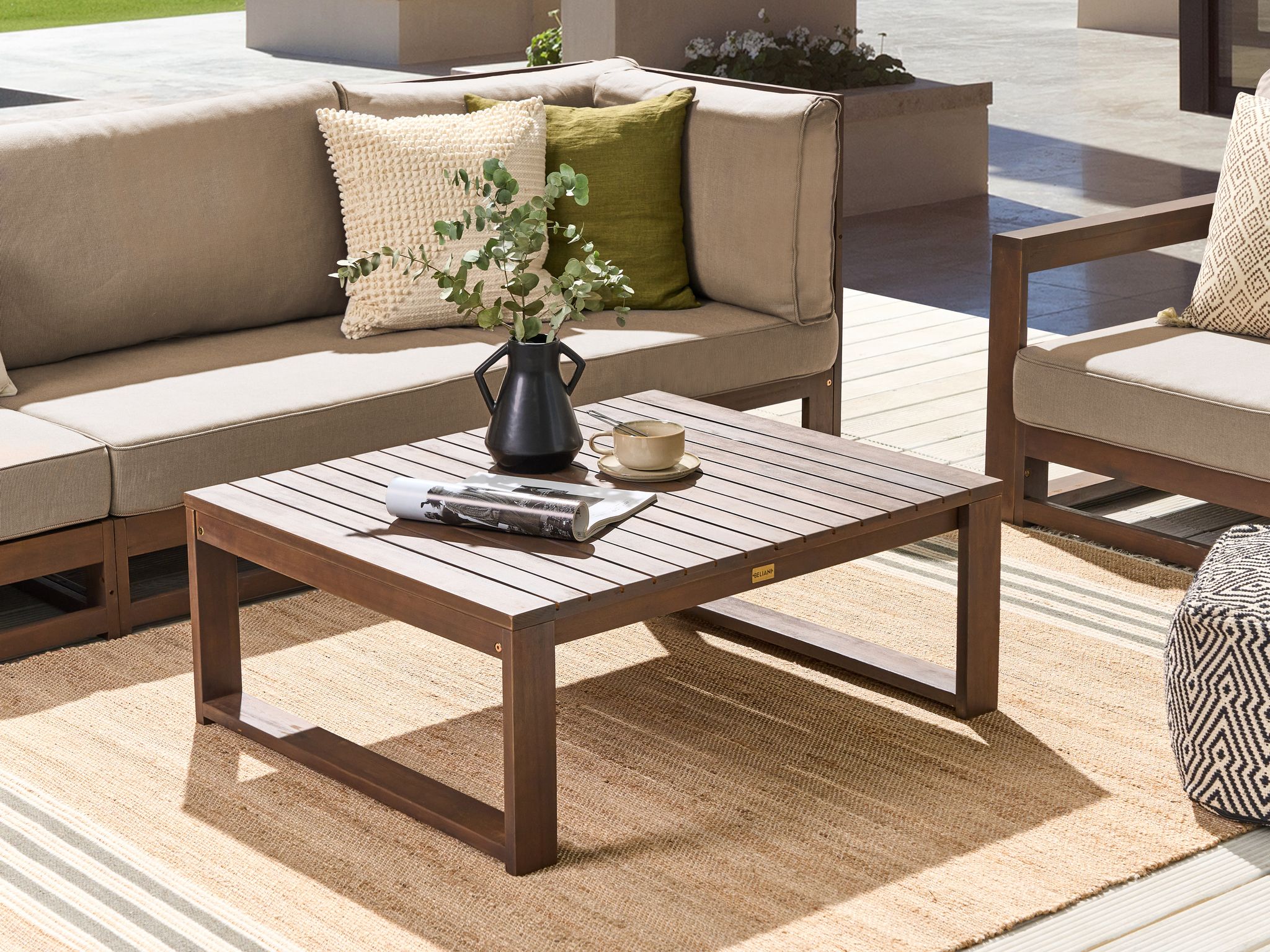Garden Coffee Table TIMOR 90 cm 75 cm Certified Acacia Wood Dark Brown