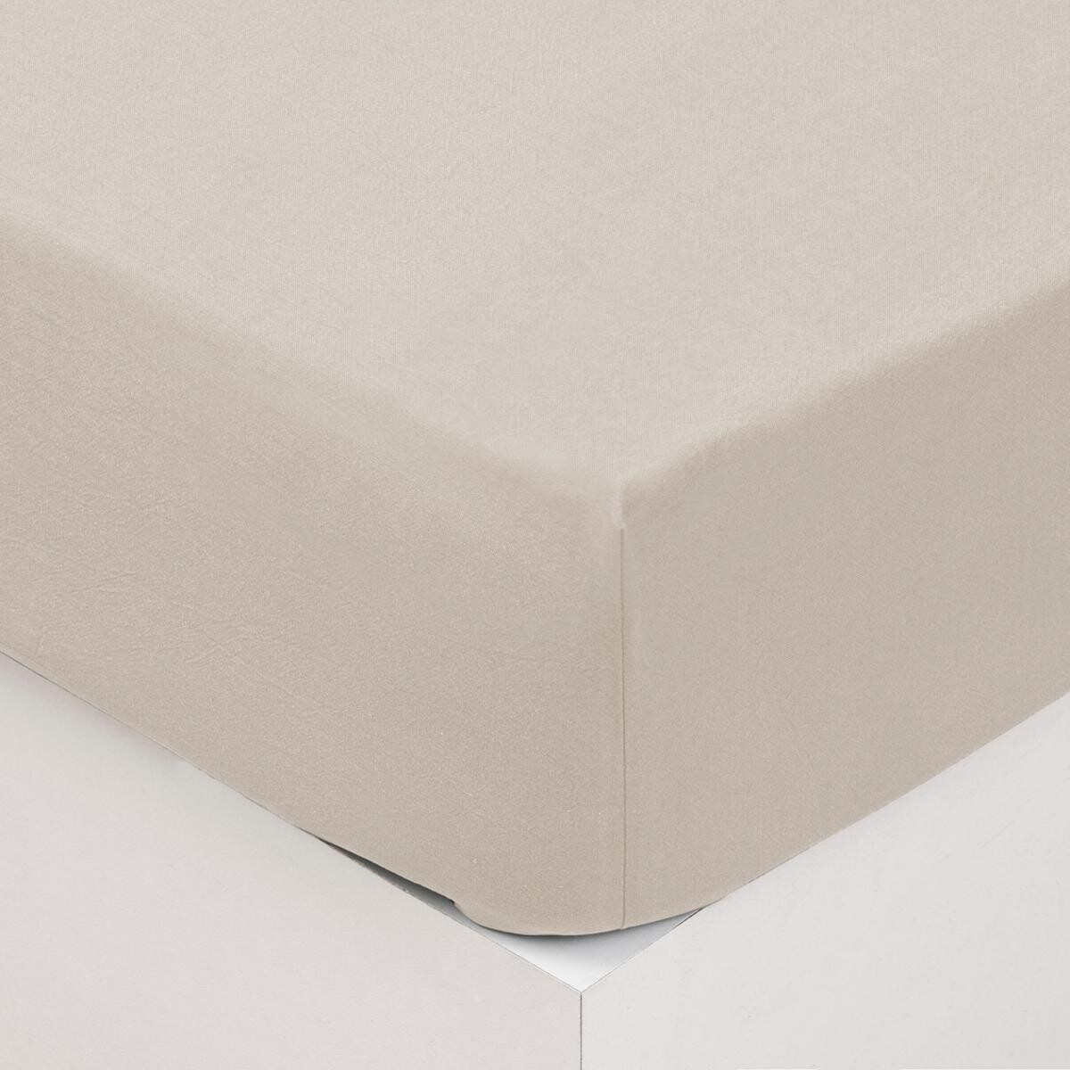 Fitted sheet, washed cotton Ivory white, 160x200 cm