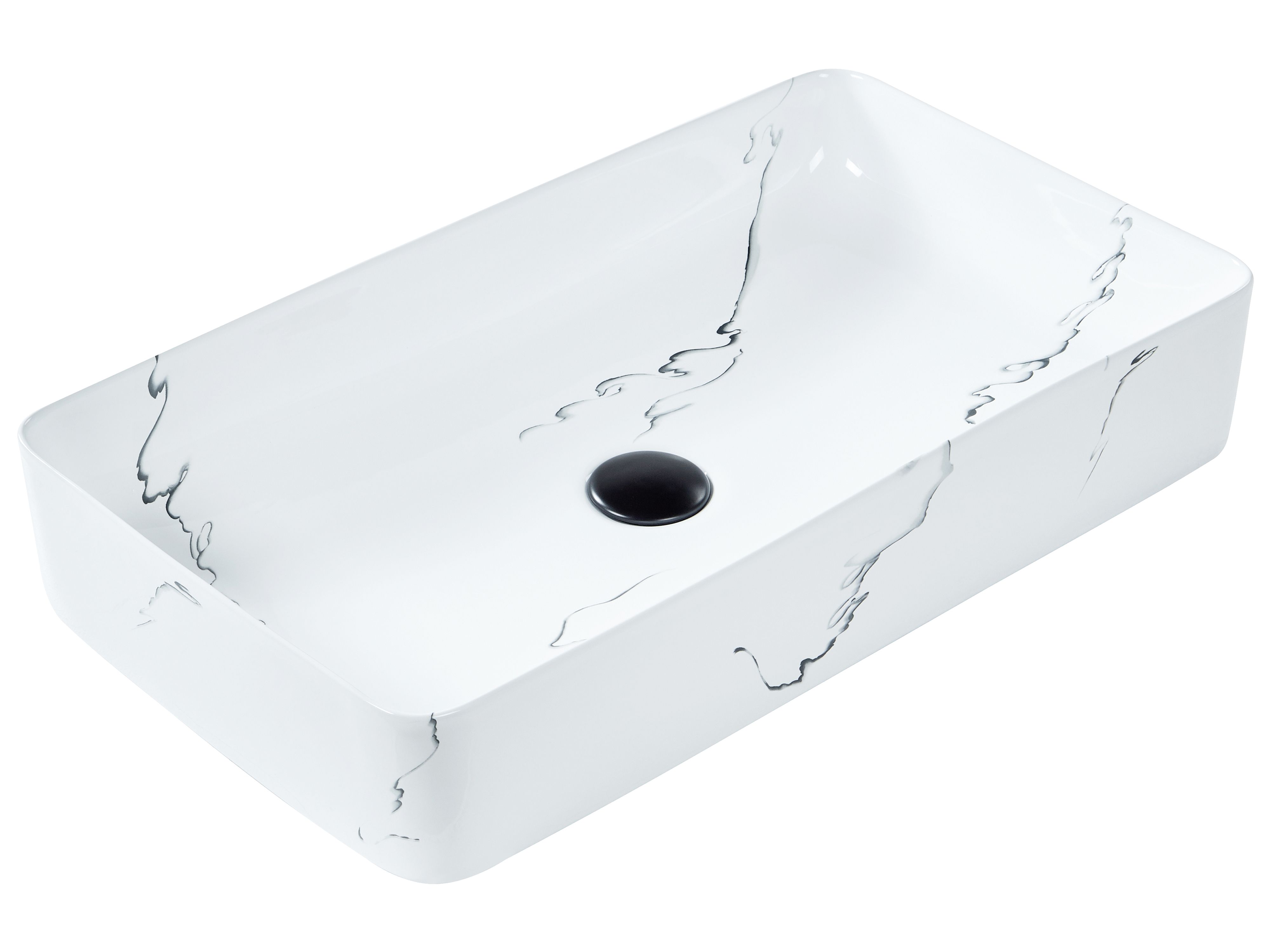 Countertop Basin HOPI 610 x 350 mm Ceramic White Marble