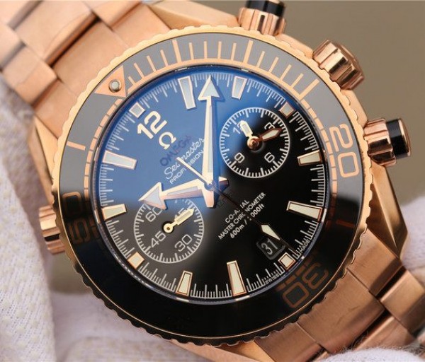 Replica Omega OMF Planet Ocean Master Chronometer RG Black Bezel Black Dial RG Bracelet A9901 - Top club