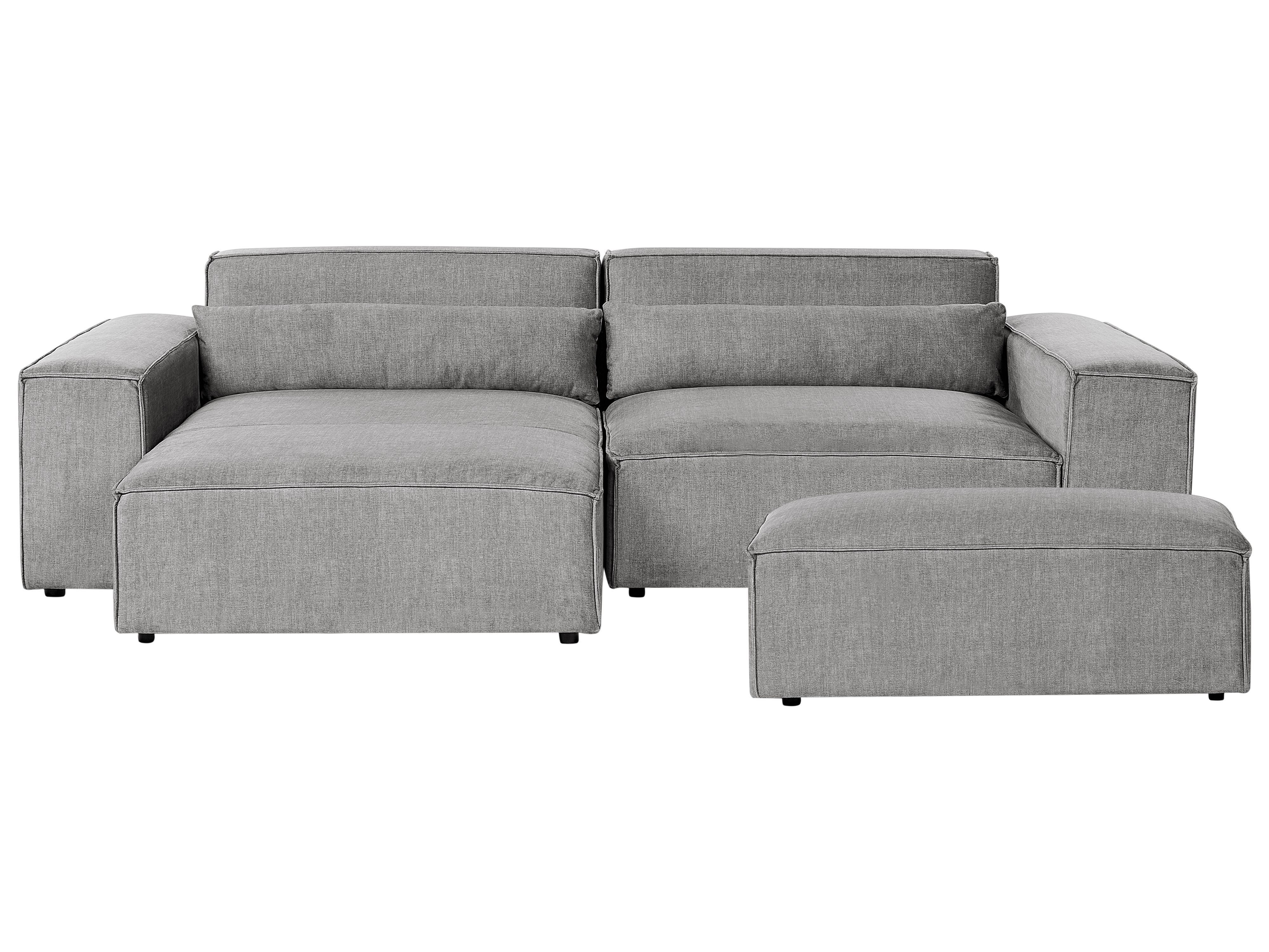 Modular Corner Sofa 3 Seater HELLNAR Fabric Grey with Ottoman Right Hand