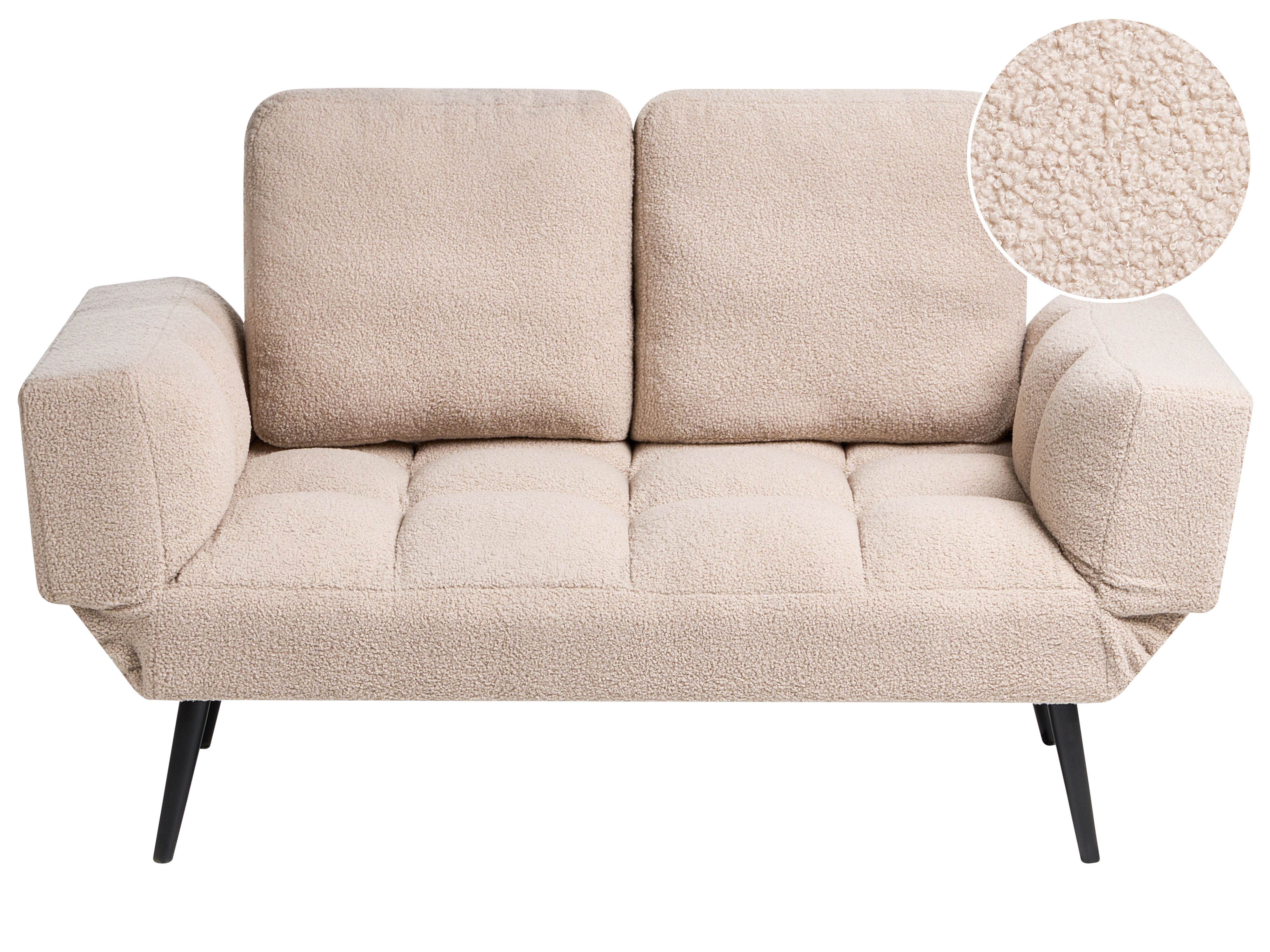 Sofa Bed 2 Seater BREKKE Boucle Beige