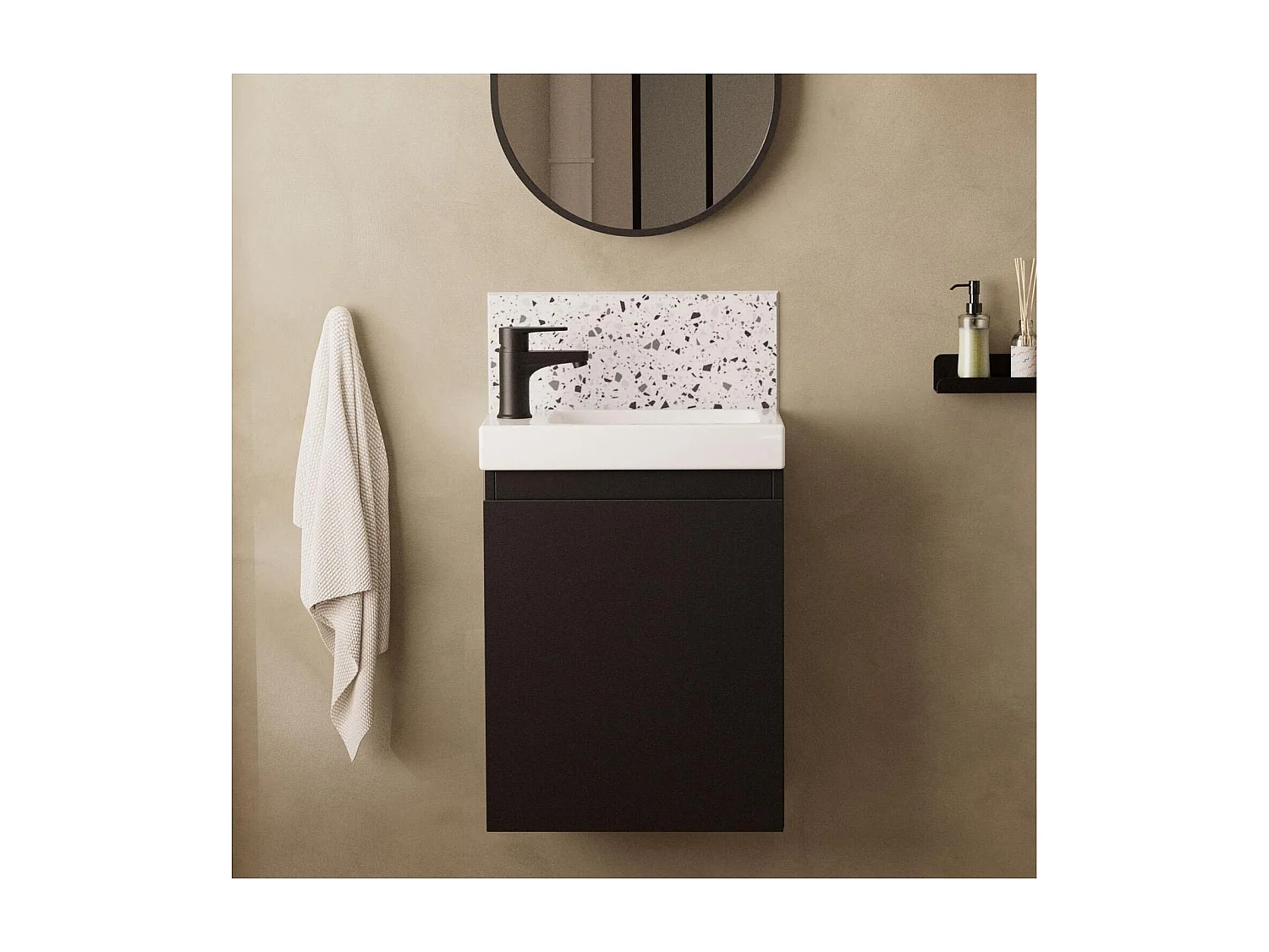 Meuble lave-mains LISA + robinet noir