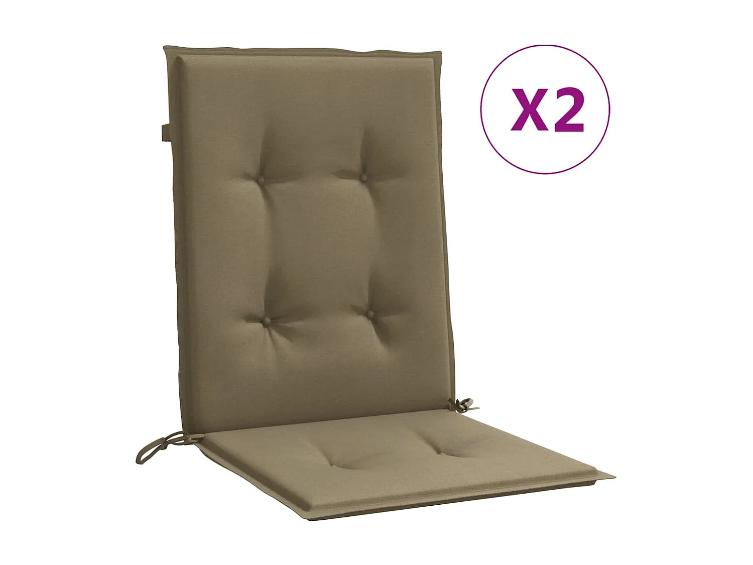 Coussins de chaise à dossier bas lot de 2 taupe mélangé tissu