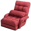 Costway Folding Floor Armchair w/ 6-position Adjustable Back & Lumbar Pillow Red - Image 4