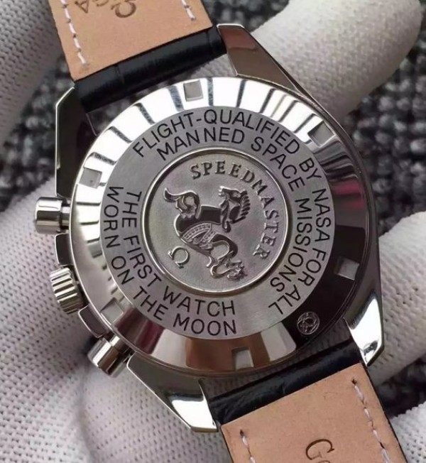 Replica Omega Speedmaster MoonWatch NASA SS Black Dial Leather Strap Manual Winding - Top club