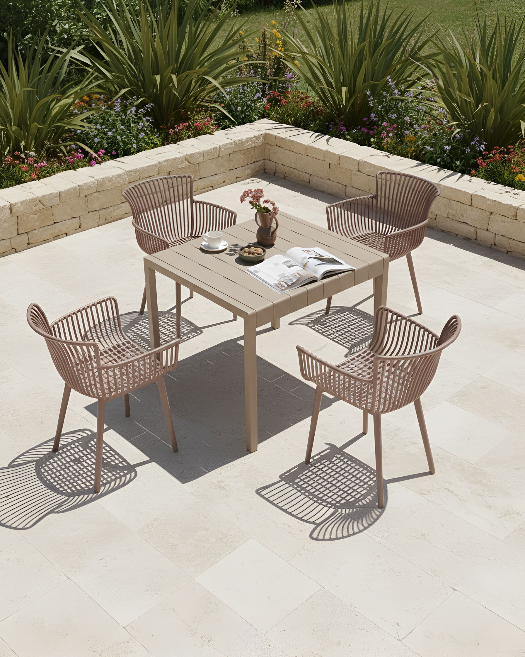 Set of 4 Garden Chairs PESARO Brown