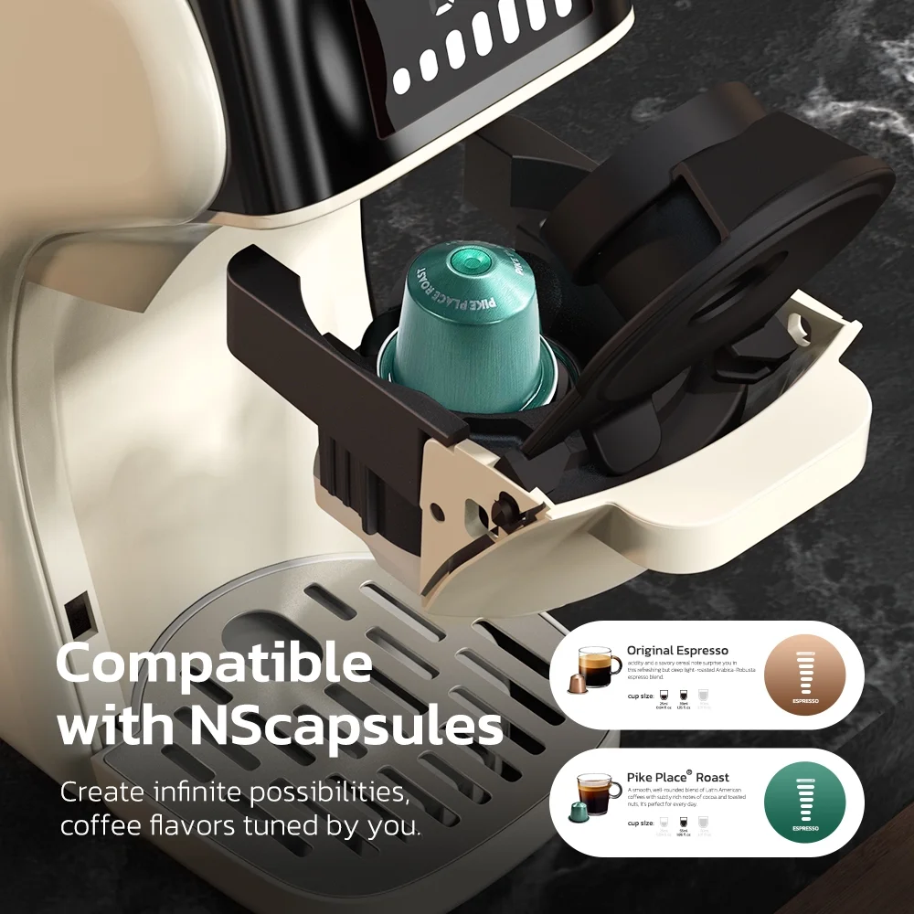 HiBREW 6in1 Pods Coffee Machine Multiple Espresso Cafetera Cappuccino Coffee Maker H1B Beige - Image 10