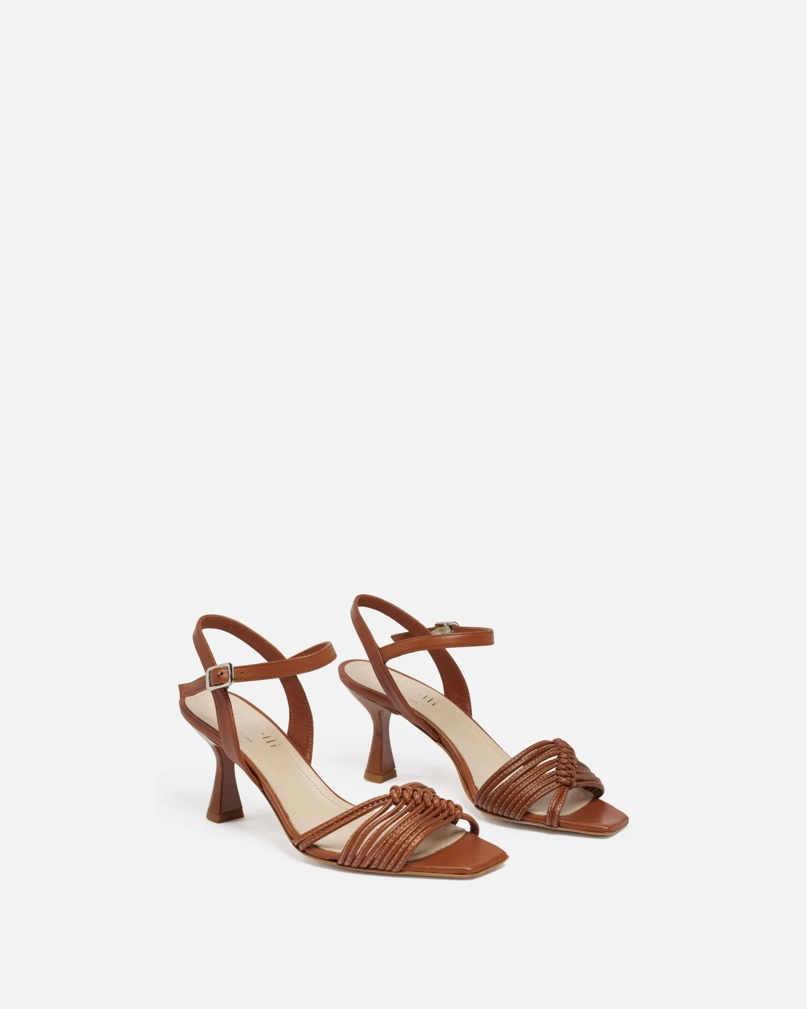 SANDALES NATACHA - En cuir à talons cognac