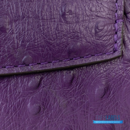 Purple Ostrich Leather Mini Handbag with Pearl Chain Detail1:1High-quality replica