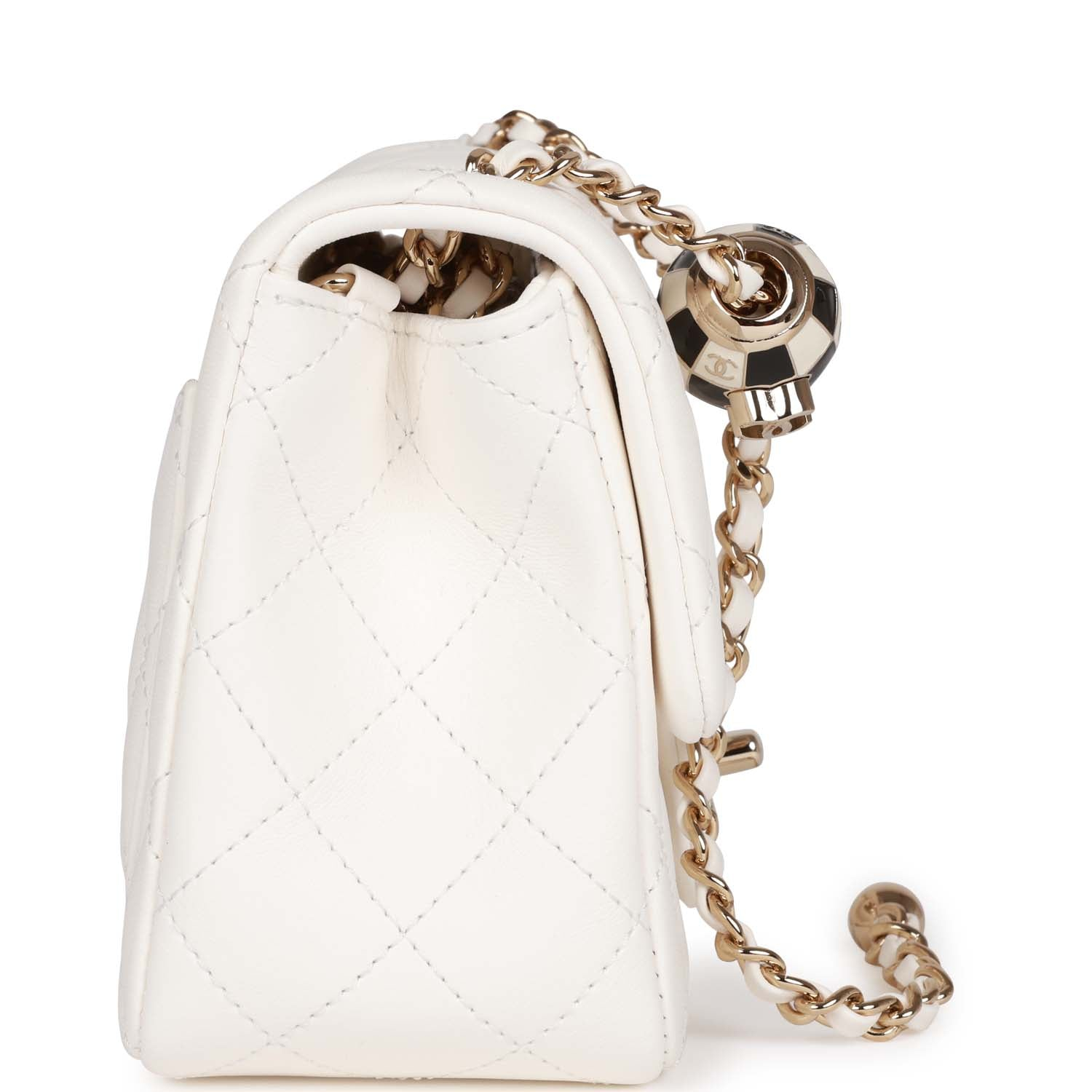 Chanel Classic Flag Bag Pearl Crush Mini Square Flap Bag White   Light Gold Hardware1:1High-quality replica