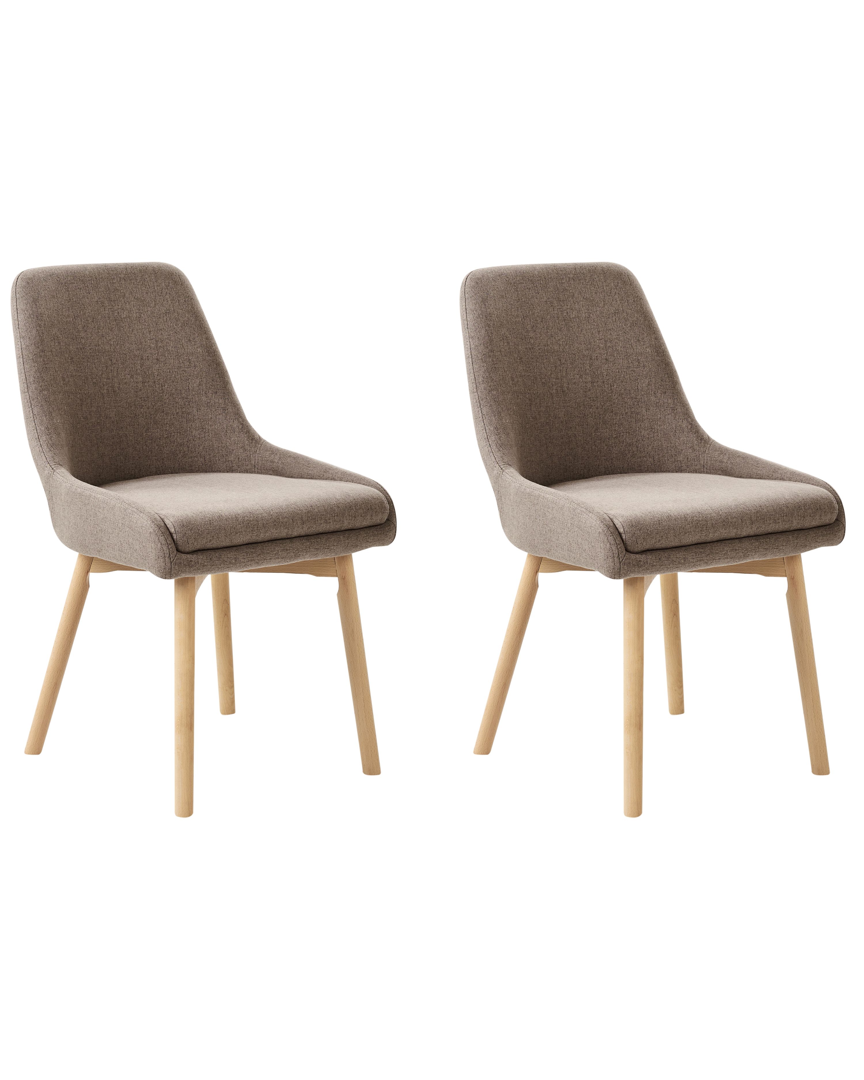 Set of 2 Dining Chairs MELFORT Fabric Brown
