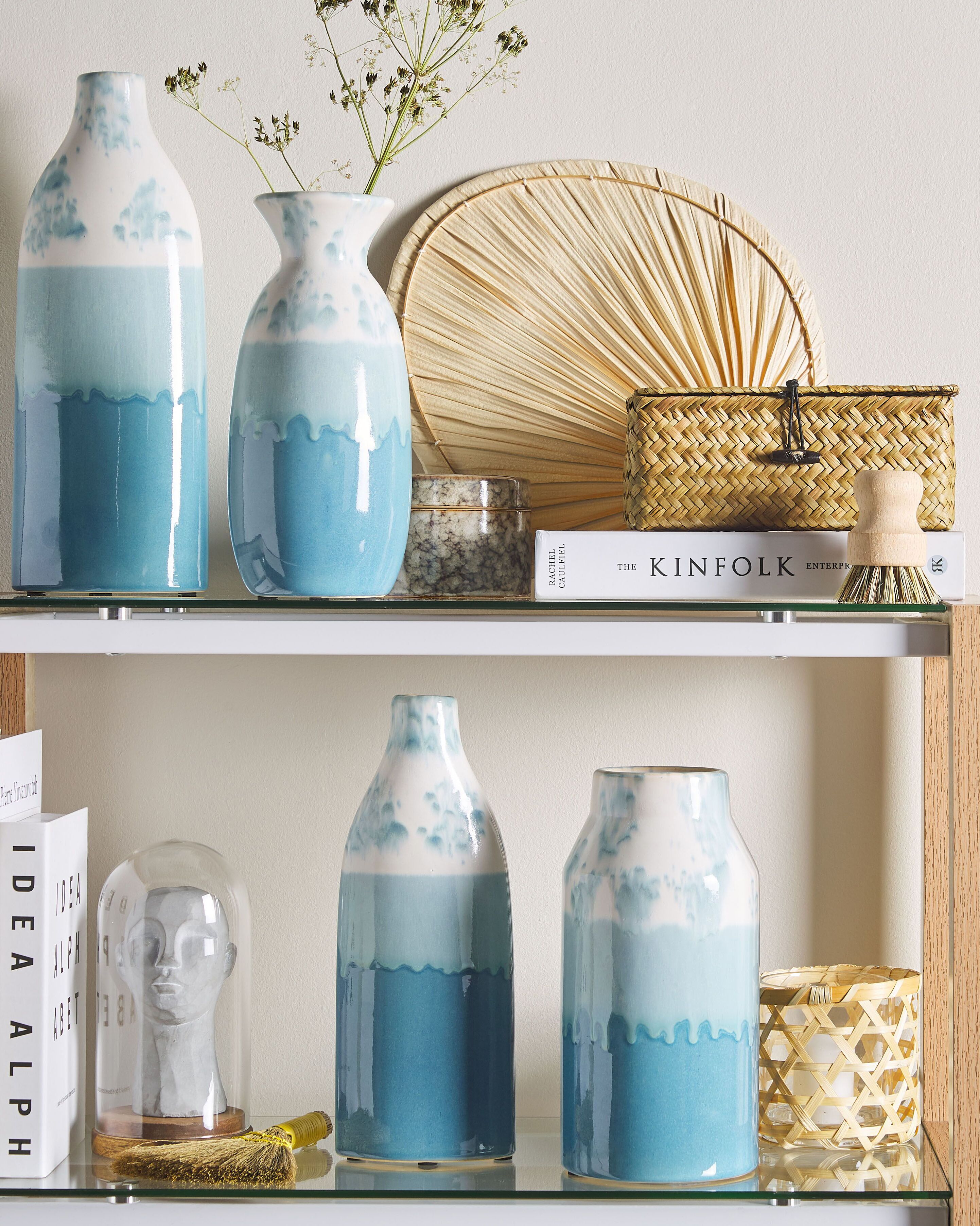 Flower Vase CHALCIS Stoneware 25 cm Blue