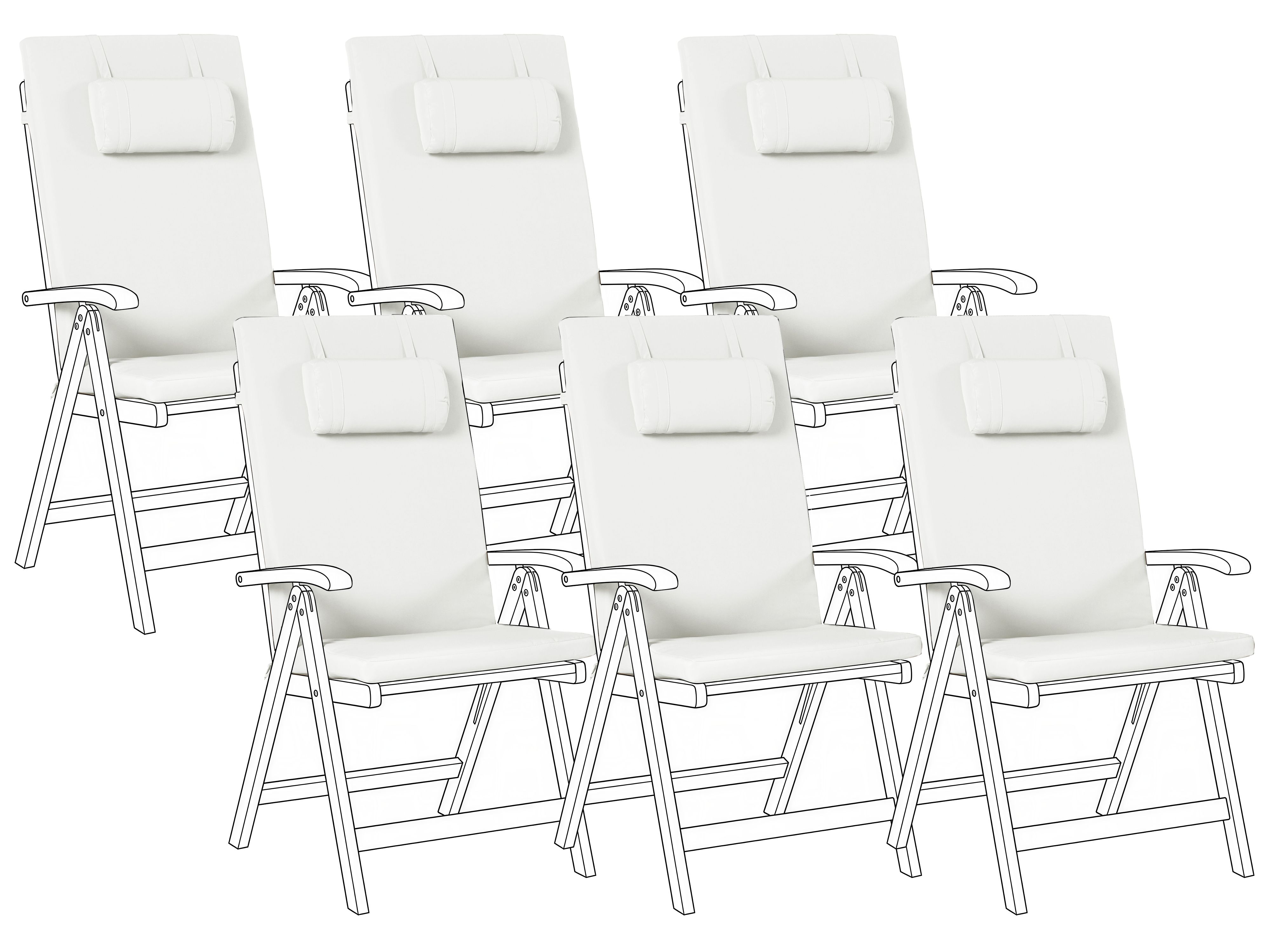 Set of 6 Back/Seat Cushions JAVA/AMANTEA PREMIUM 50 x 70 cm Off-White