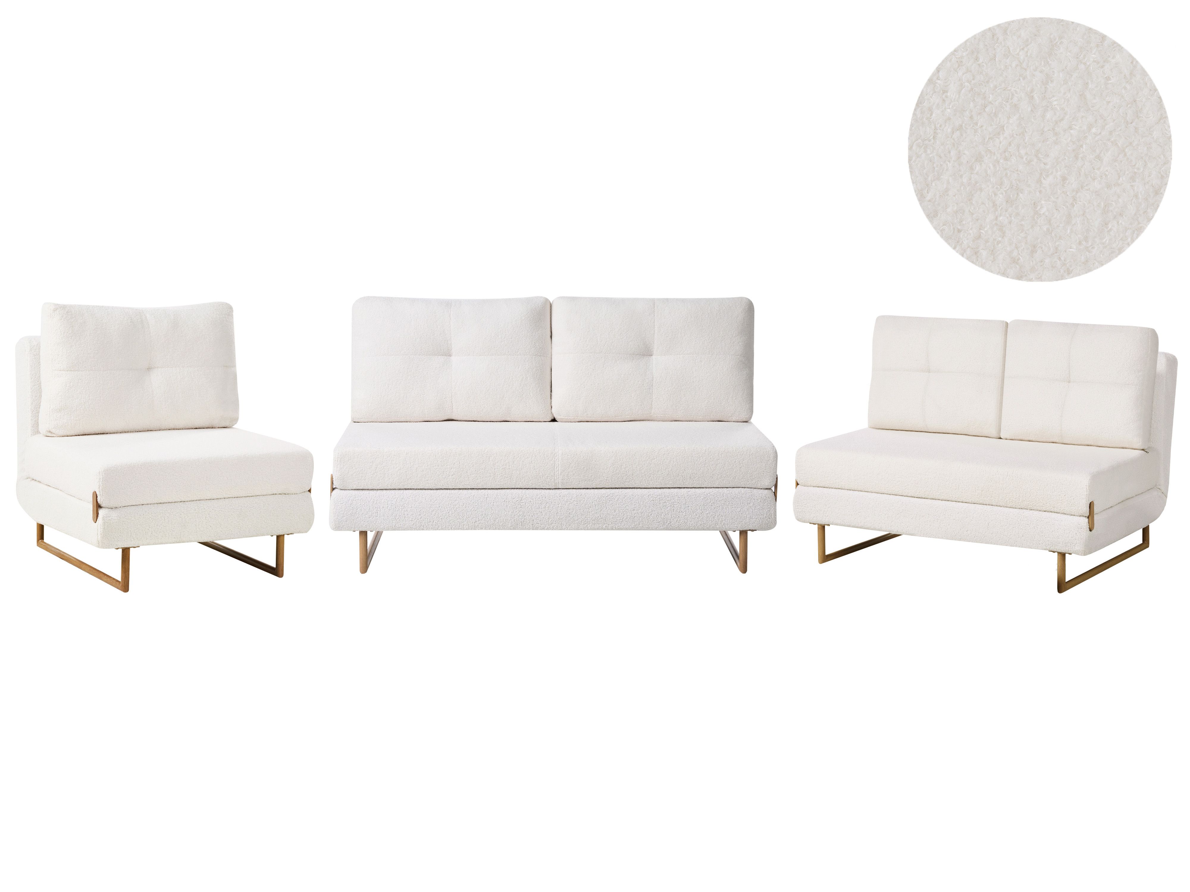 Living Room Set 6 Seater JERSLEV Boucle Off-White