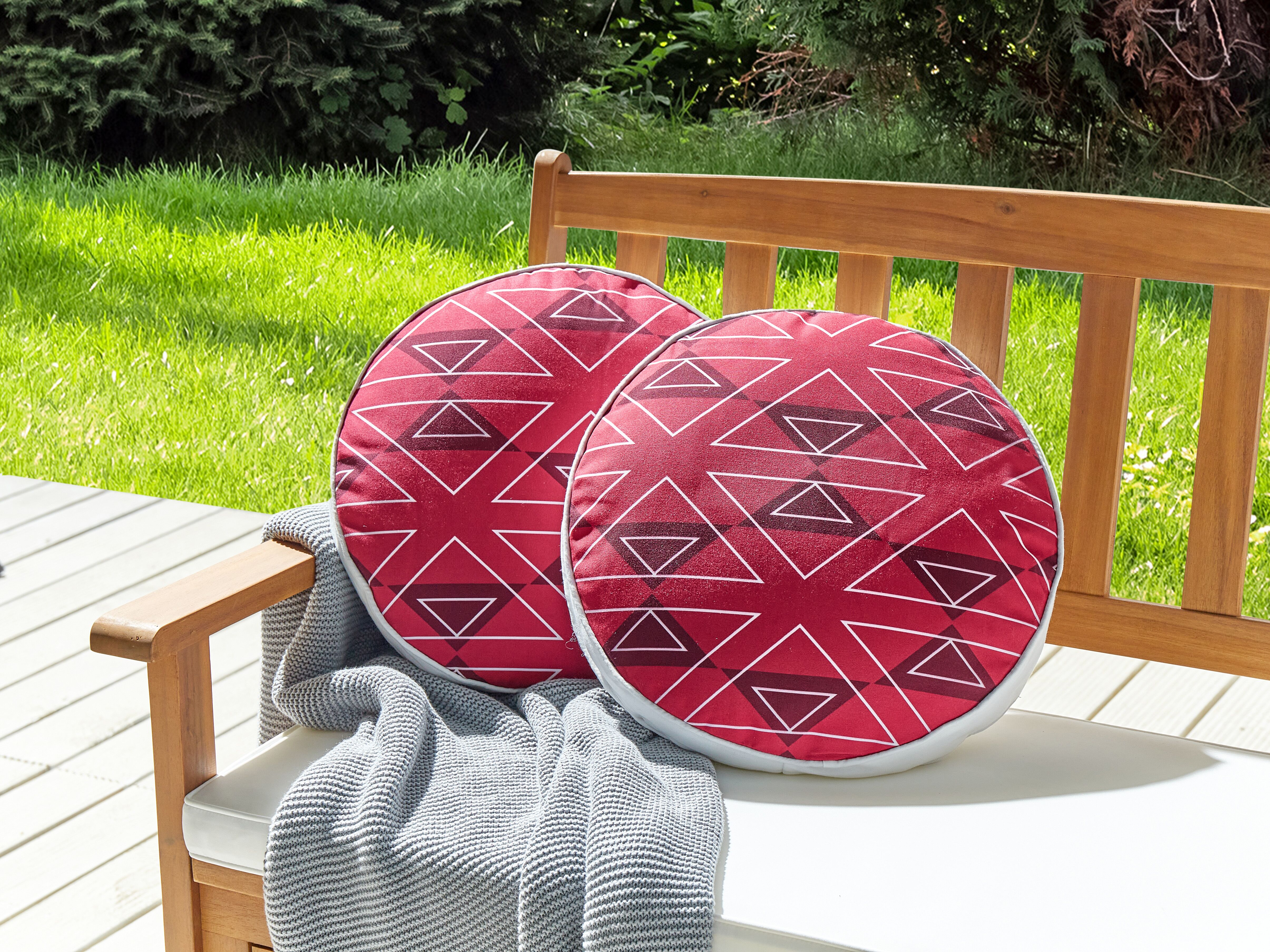 Set of 2 Outdoor Cushions MEZZANO Geometric Pattern 40 x 40 cm Pink