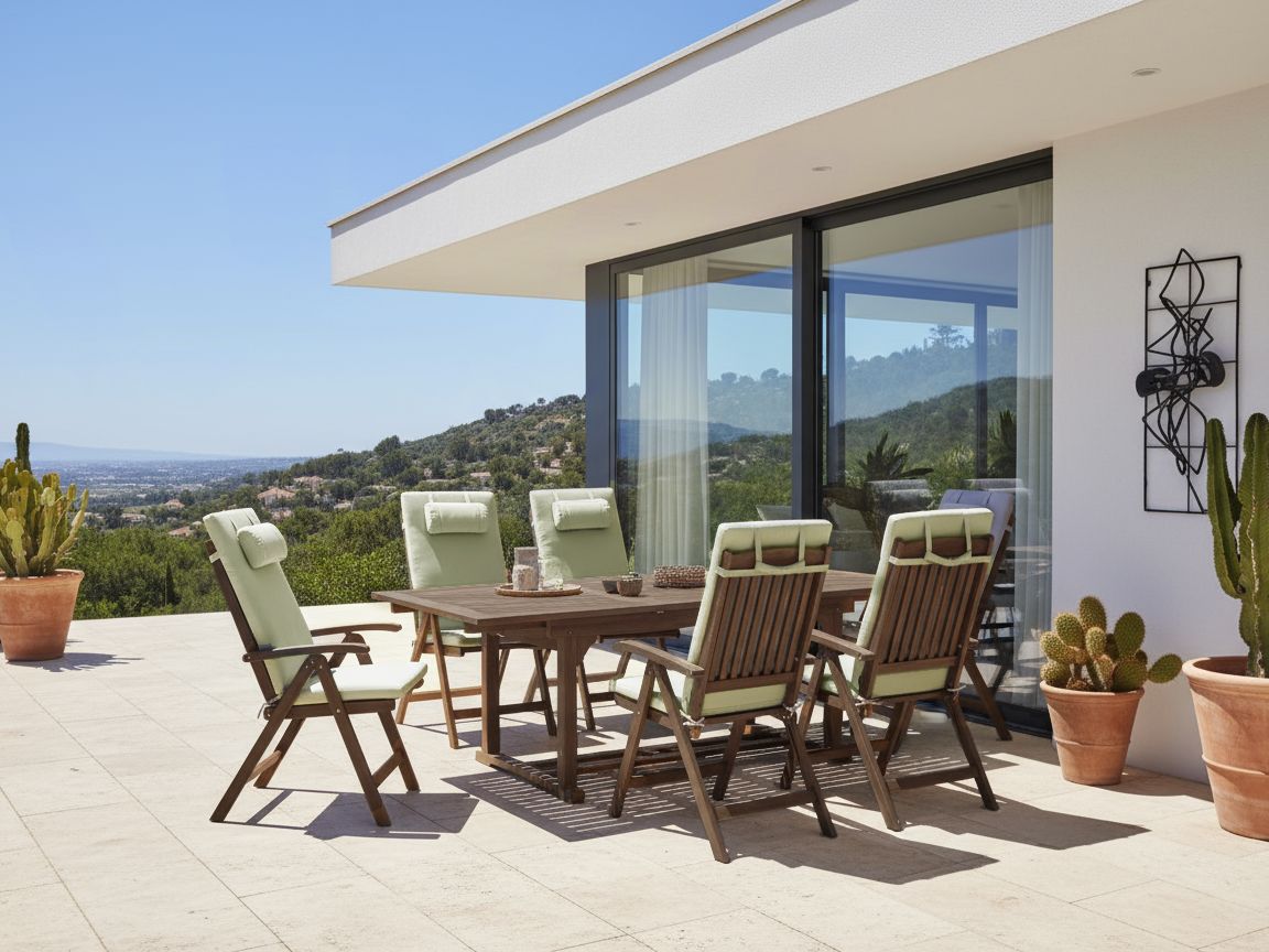 Garden Dining Set 6 Seater AMANTEA PREMIUM Acacia Wood Green