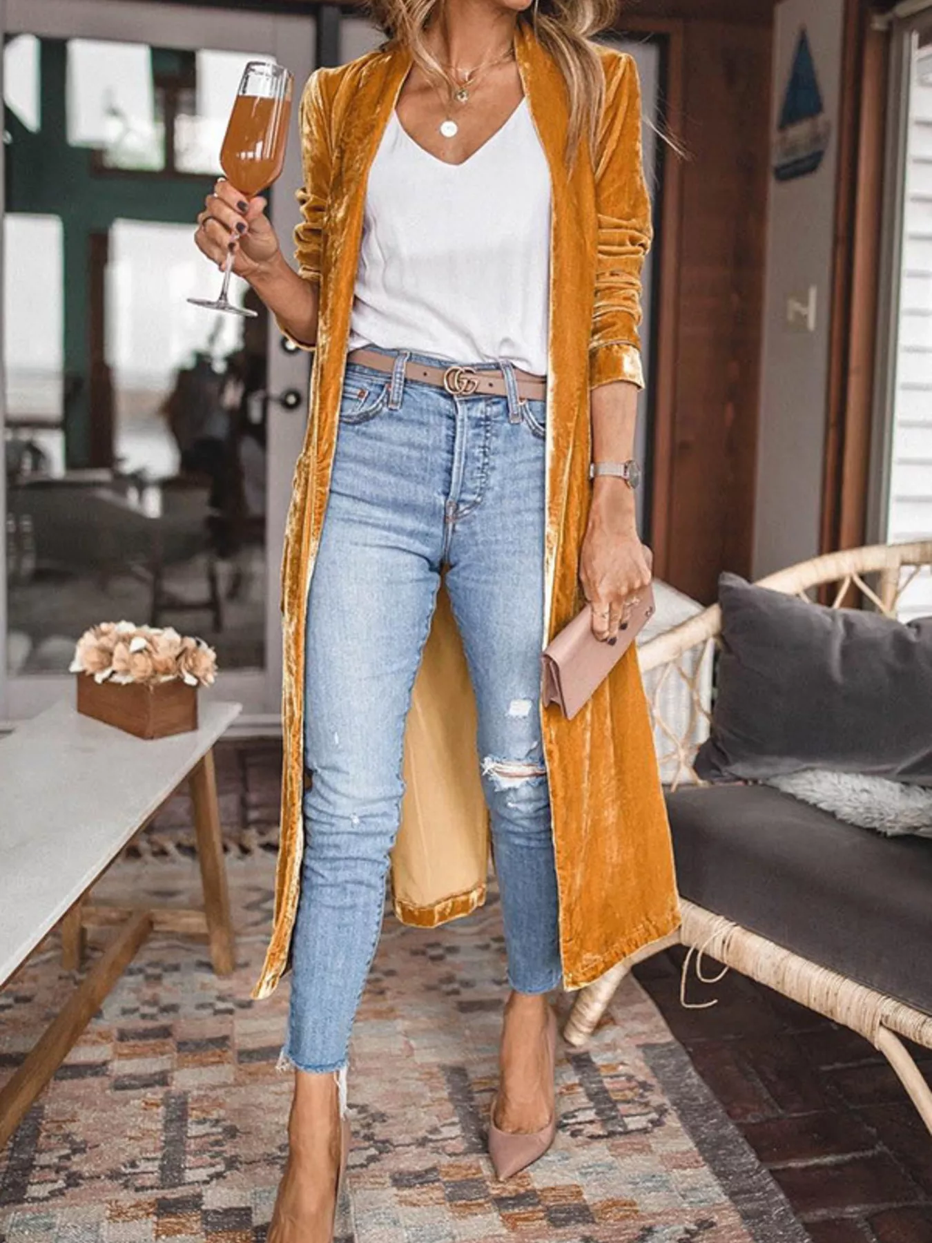 Open Front Long Sleeve Longline Cardigan - ZKZOOK