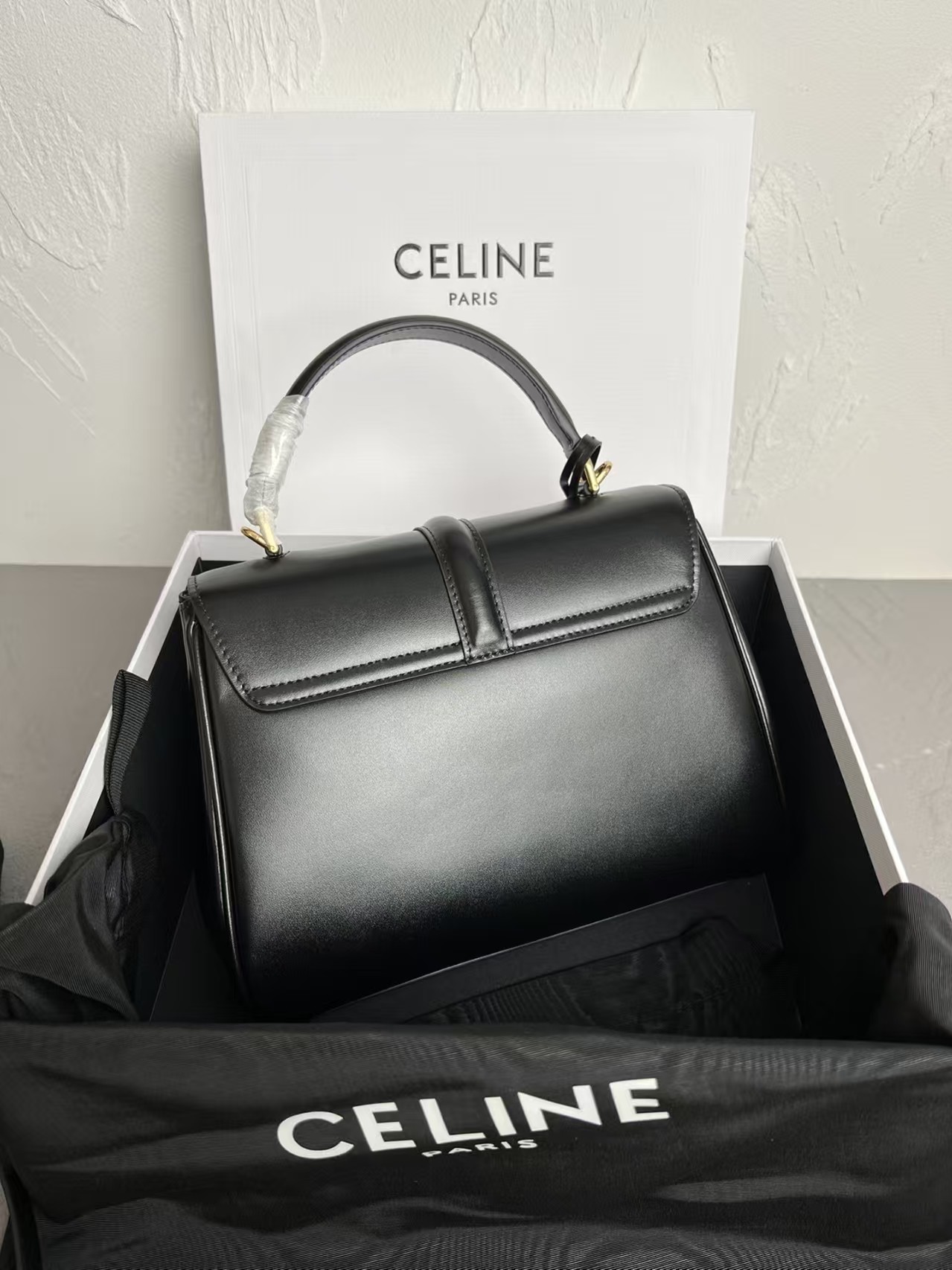 Celine Black Mini 16 in Satinated Calfskin Bag