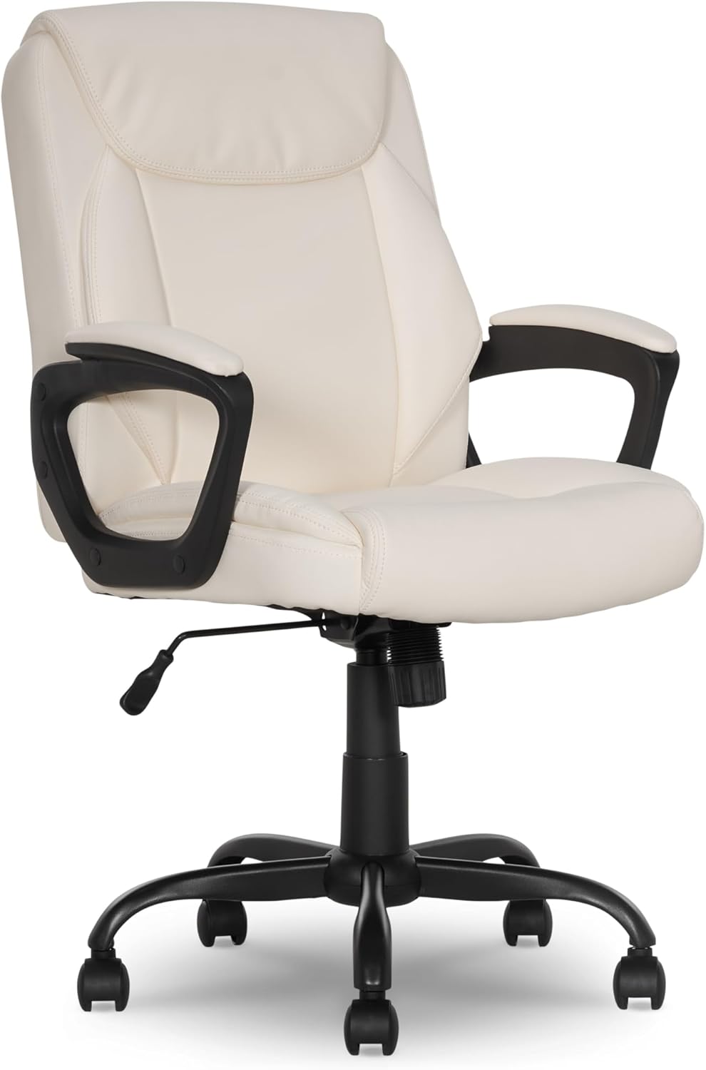 Amazon Basics Classic Puresoft PU Padded Mid-Back Office Chair with Armrest, Height Adjustable, Easy to Assemble, 26