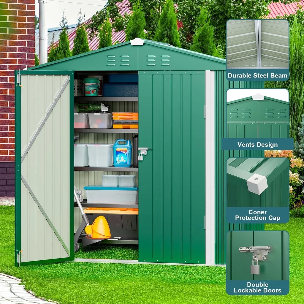 6' x 4' Outdoor Storage Shed on Sale, Aiho Shed & Outdoor Storage Clearance, Metal Storage Shed for Outside, Backyard, Garden & Patio - Dark Gray - Image 16
