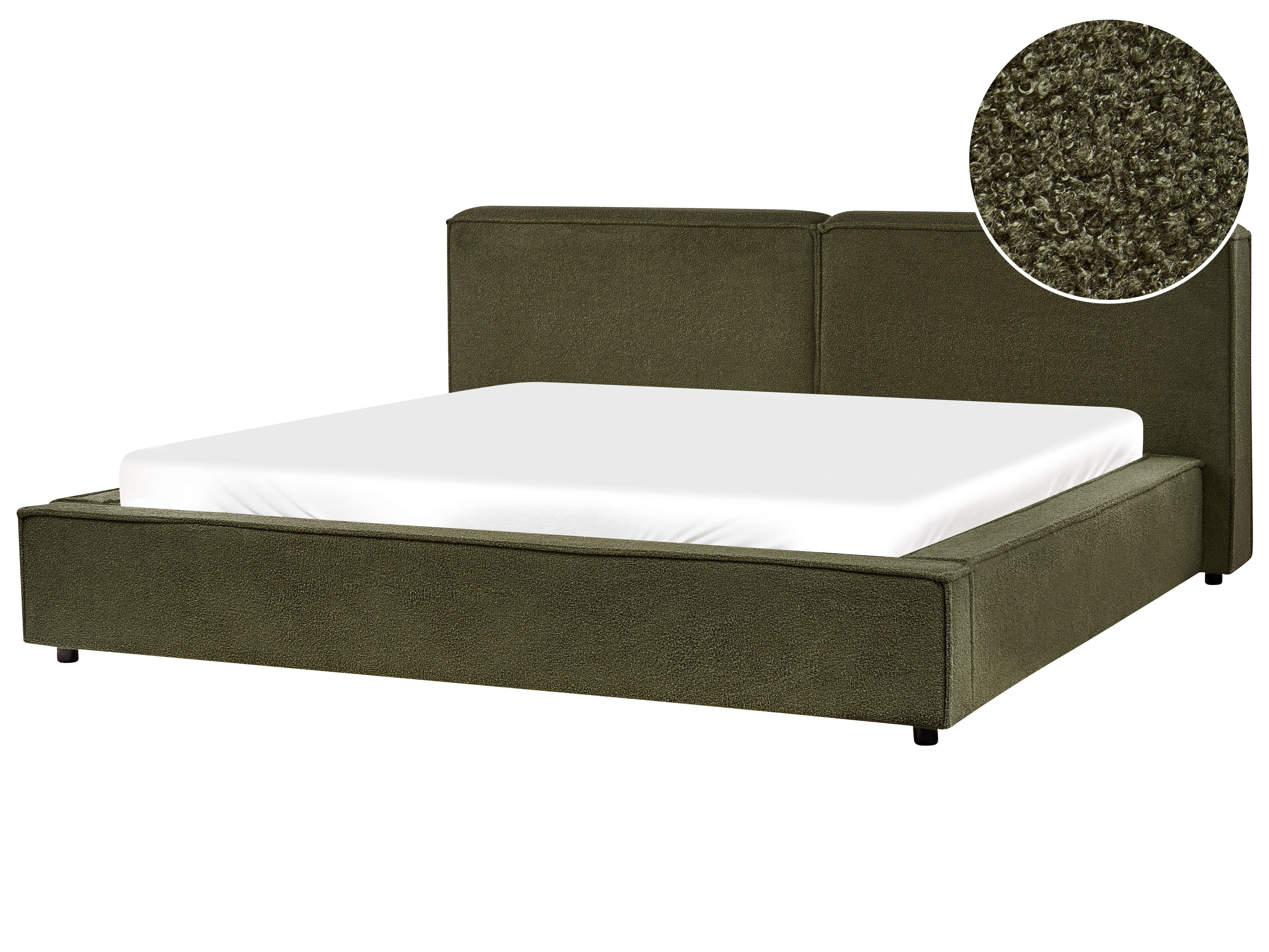 Bed Boucle LINARDS 180 x 200 cm (EU Super King) Dark Green
