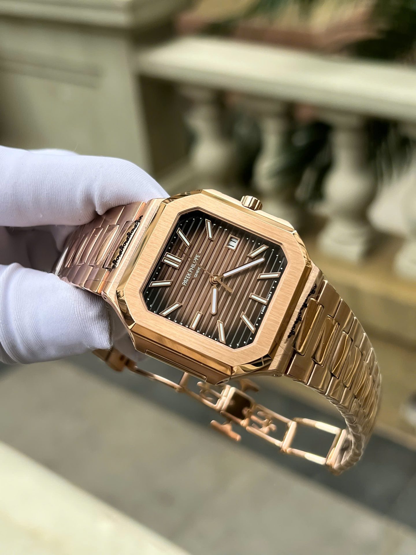 Patek Philippe Cubitus 5821 Rose Gold Replica Watch Dial Square Chocolate 45mm - Top club