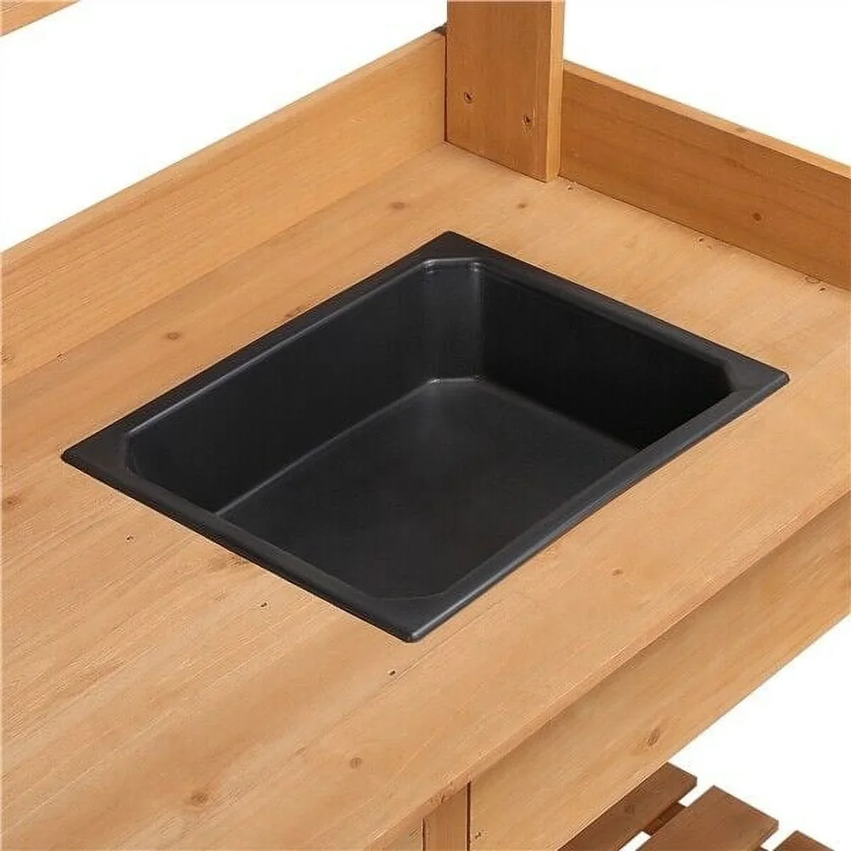 Veado Potting Bench With Sink, Drawer, Rack And Shelves, 45.2 x 17.7 x 47.6 in - Natural Wood - Image 6 Veado Potting Bench With Sink, Drawer, Rack And Shelves, 45.2 x 17.7 x 47.6 in - Natural Wood - Image 6