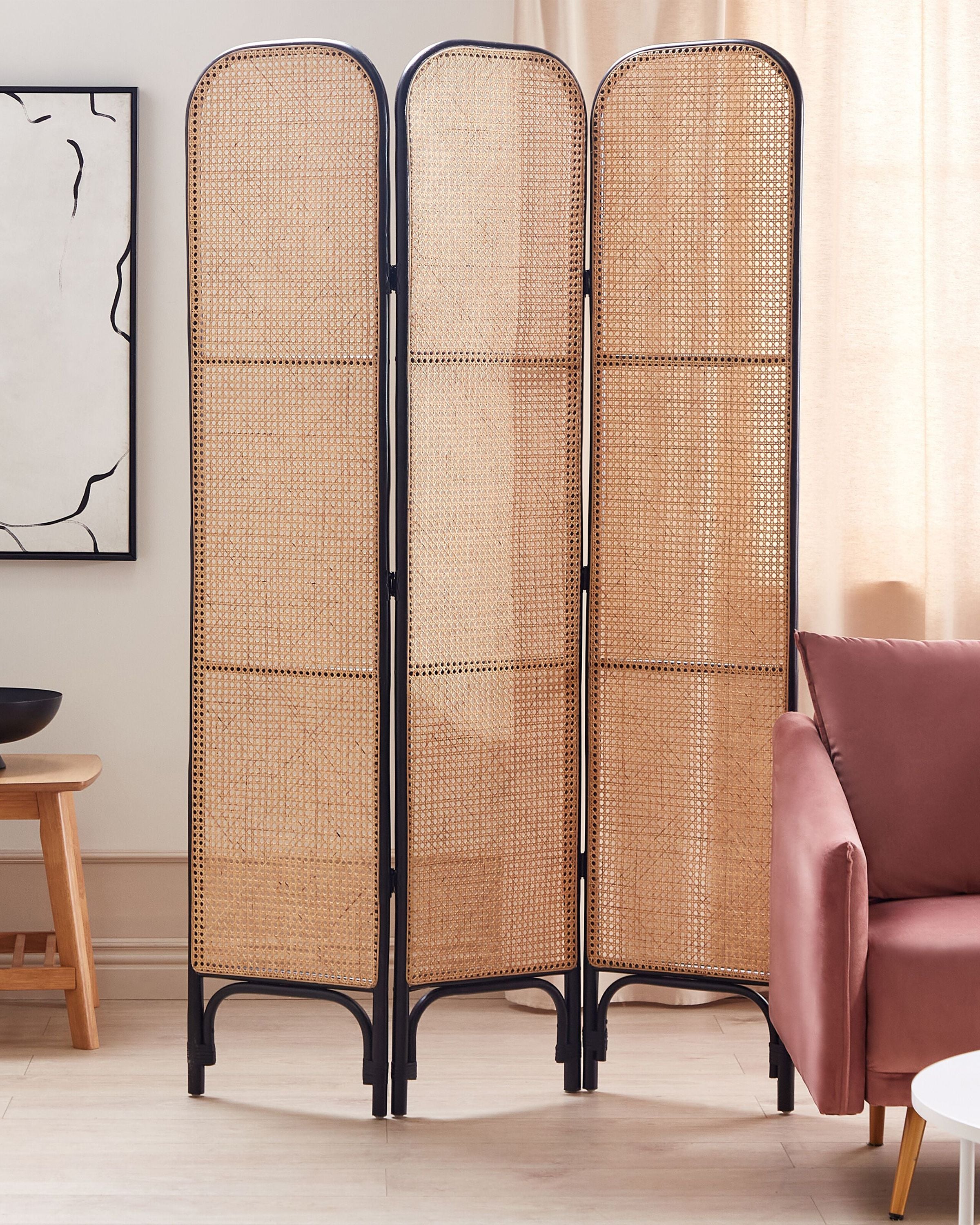 3 Panel Room Divider POTENZA Light Brown 105 cm 180 cm