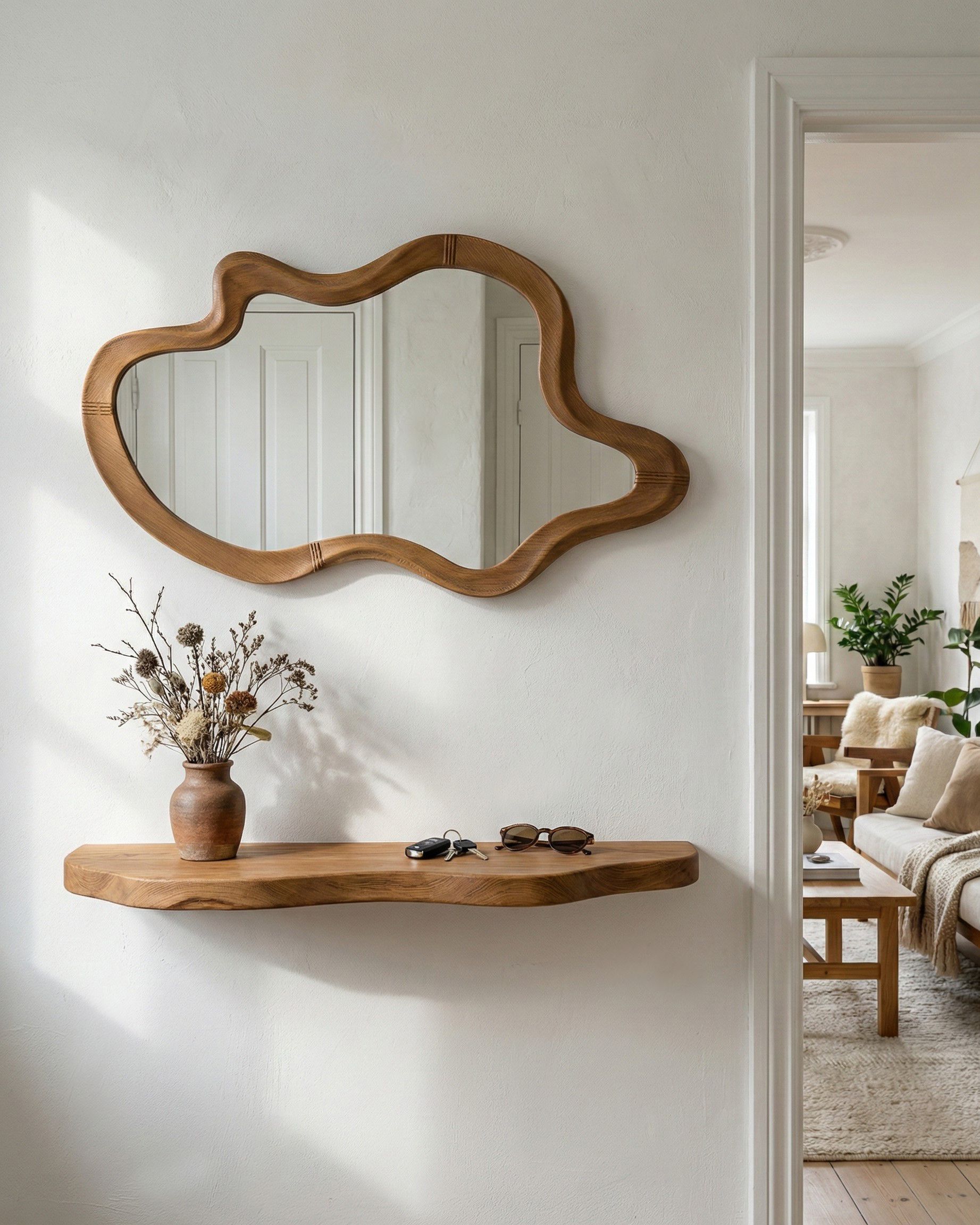 Wall Mirror DREVANT 89 cm 52 cm Fir Wood Natural