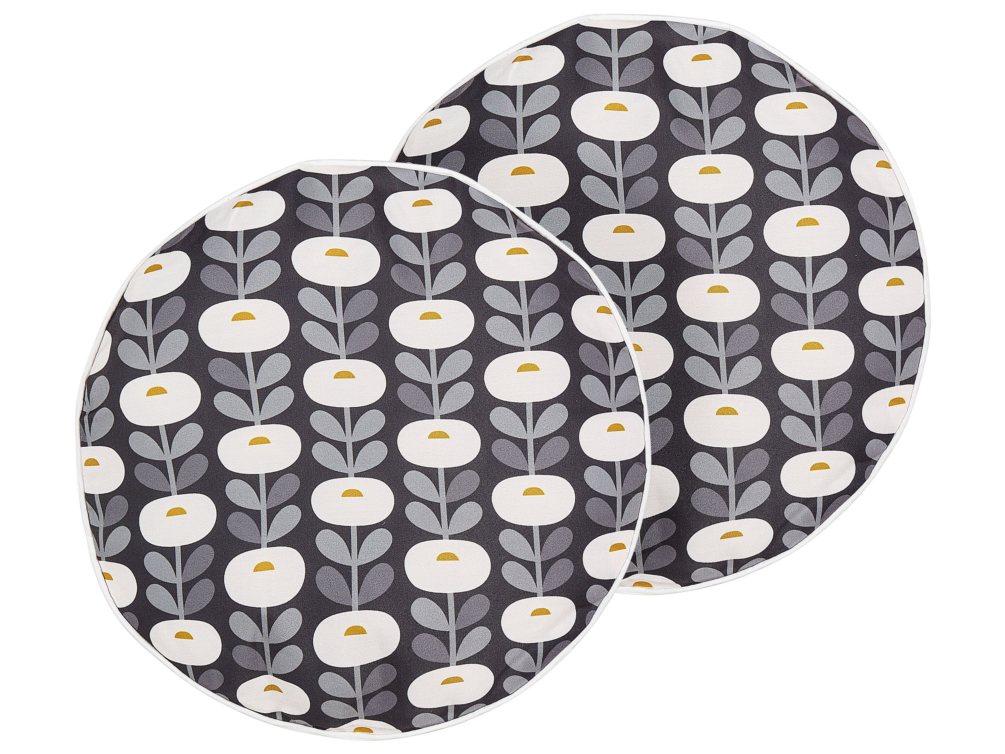 Set of 2 Outdoor Cushions VALSORDA Geometric Pattern 40 x 40 cm Grey