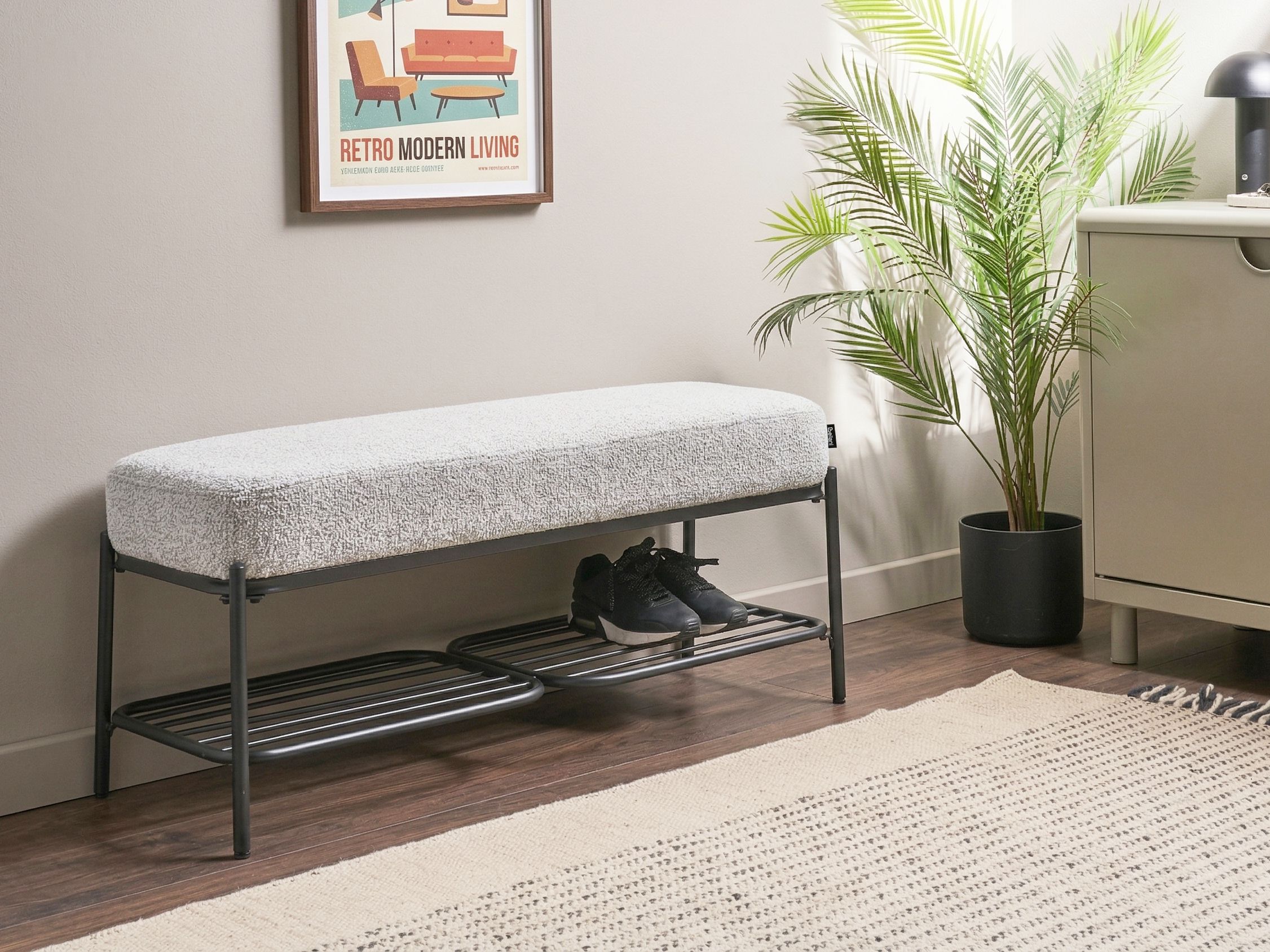 Shoe Bench TRUCKEE Fabric Grey