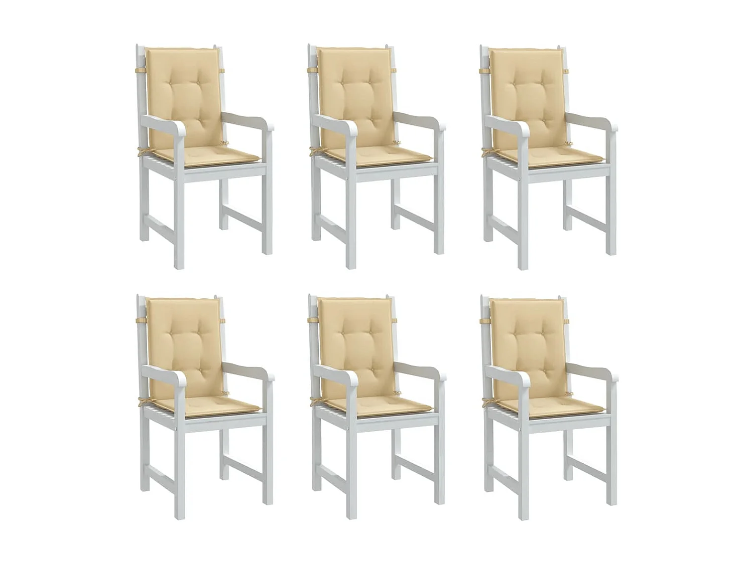 Coussins de chaise à dossier bas lot de 6 beige mélangé tissu