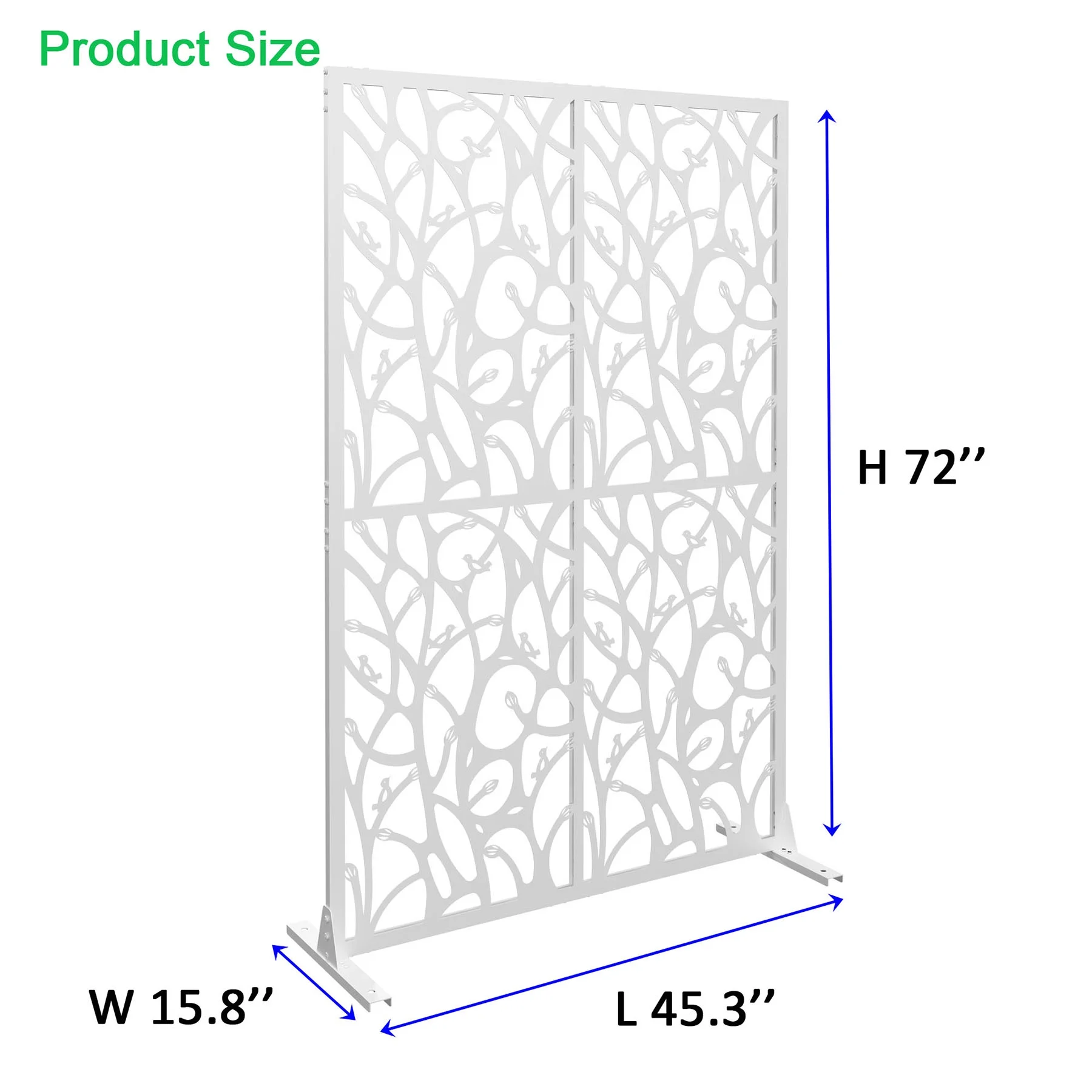 Metal Privacy Screen W3.8Ft X H6Ft Elegant White Bird Shape Outdoor Indoor Room Divider Easy To Assemble Portable Solution For Balcony Garden Patio And Living Room Privacy Needs