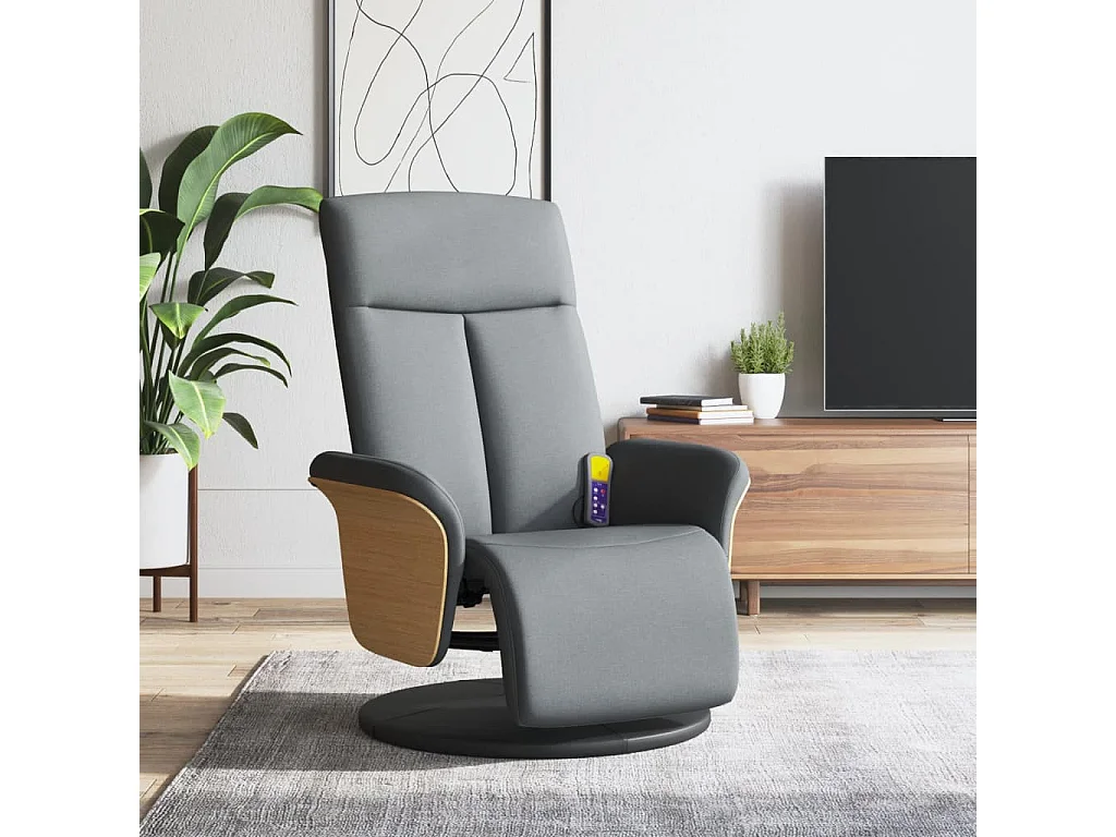 Fauteuil inclinable-Chaise-Fauteuil salon de massage avec repose-pieds gris clair tissu SHL3754