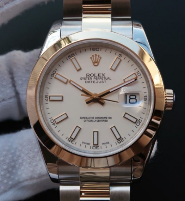 Replica Rolex Noob DateJust 126303 YG Wrapped White Dia A2824 - Elite Watch Atelier