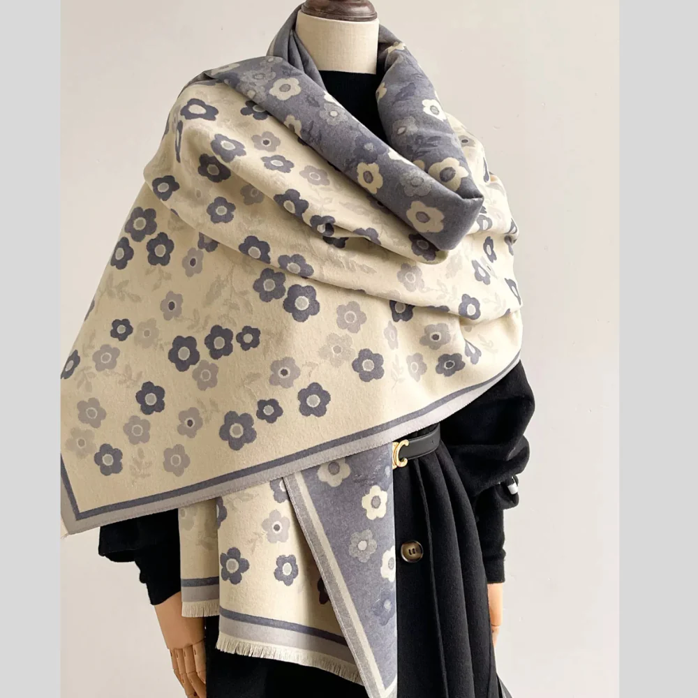 Floral Print Warm Winter Scarf - ZKZOOK